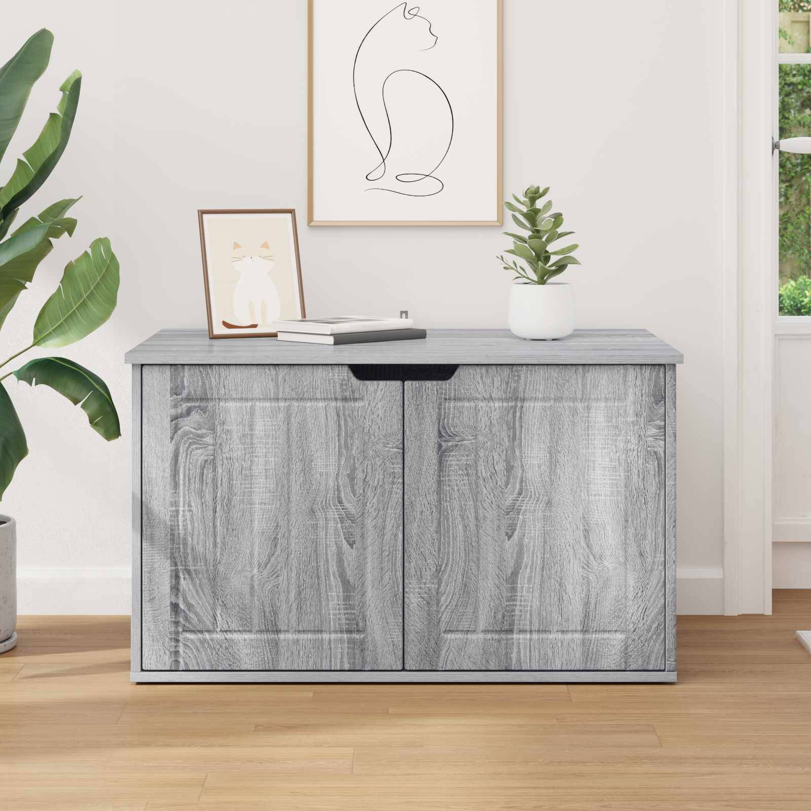 vidaXL Katzenhaus Graues Sonoma 85 x 55 x 50,5 cm Holzwerkstoff