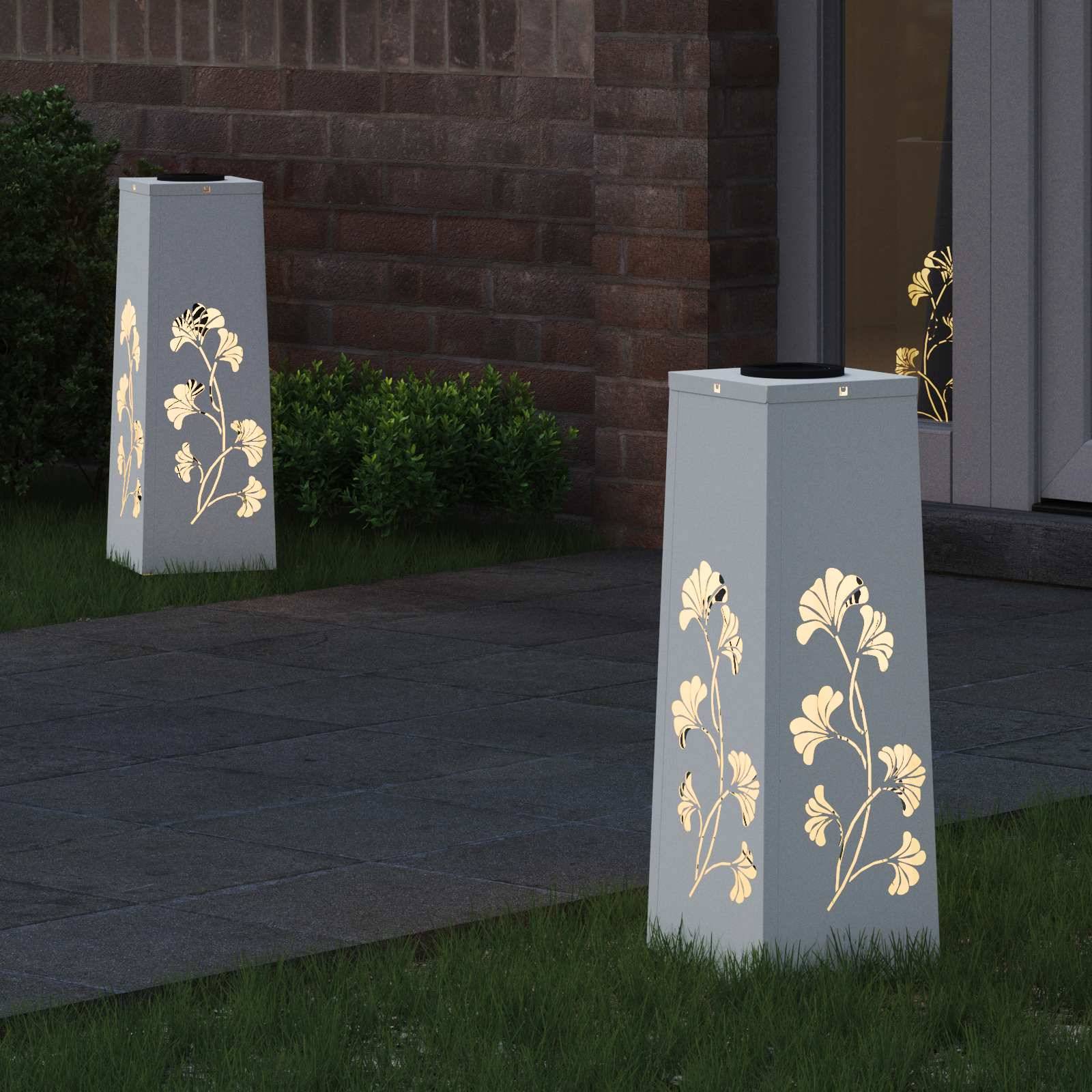 vidaXL Solar LED Weg Licht 2 pcs Weiß Kalt gewalzter Stahl