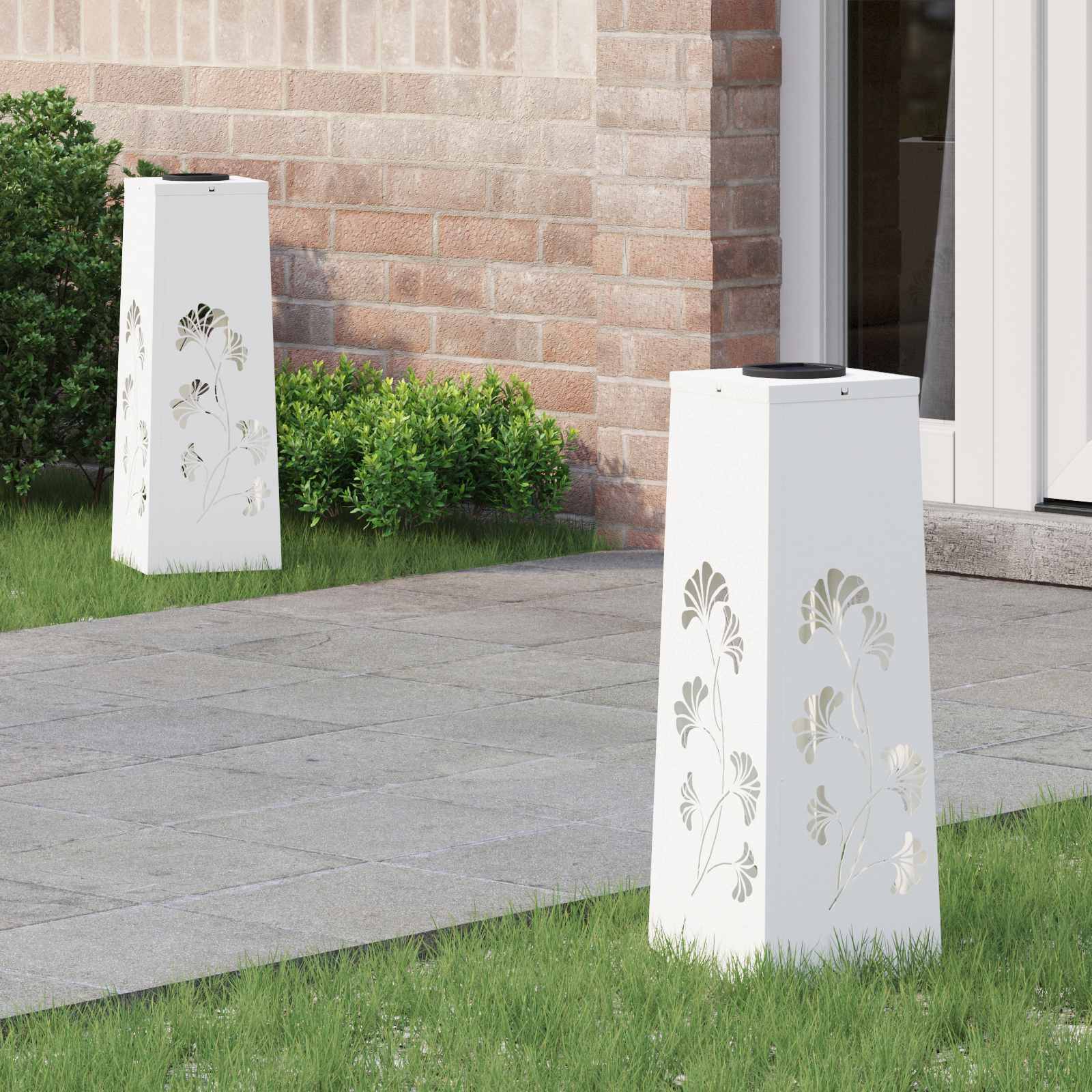 vidaXL Solar LED Weg Licht 2 pcs Weiß Kalt gewalzter Stahl