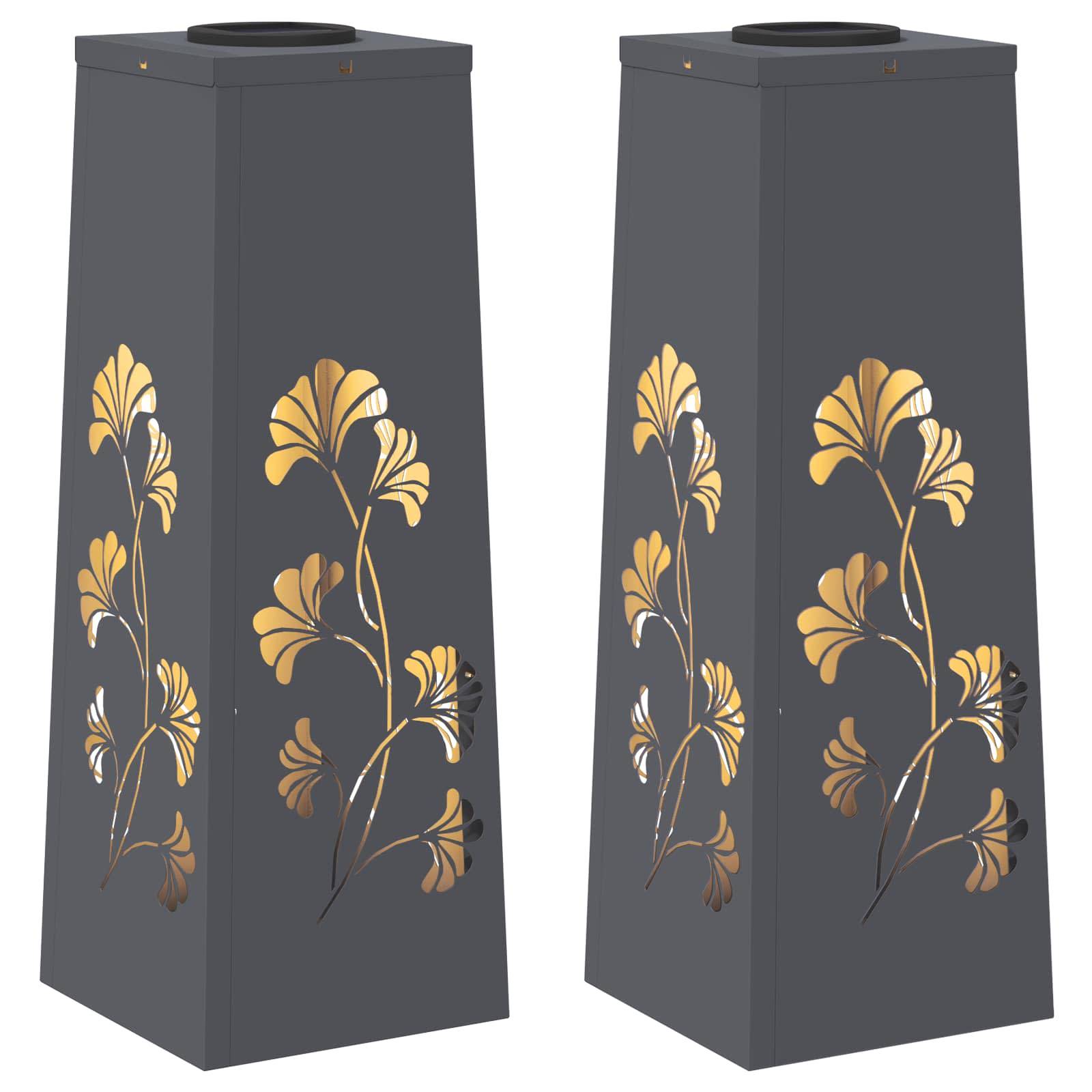 vidaXL Solar LED Weg Licht 2 pcs Anthrazit Kalt gewalzter Stahl