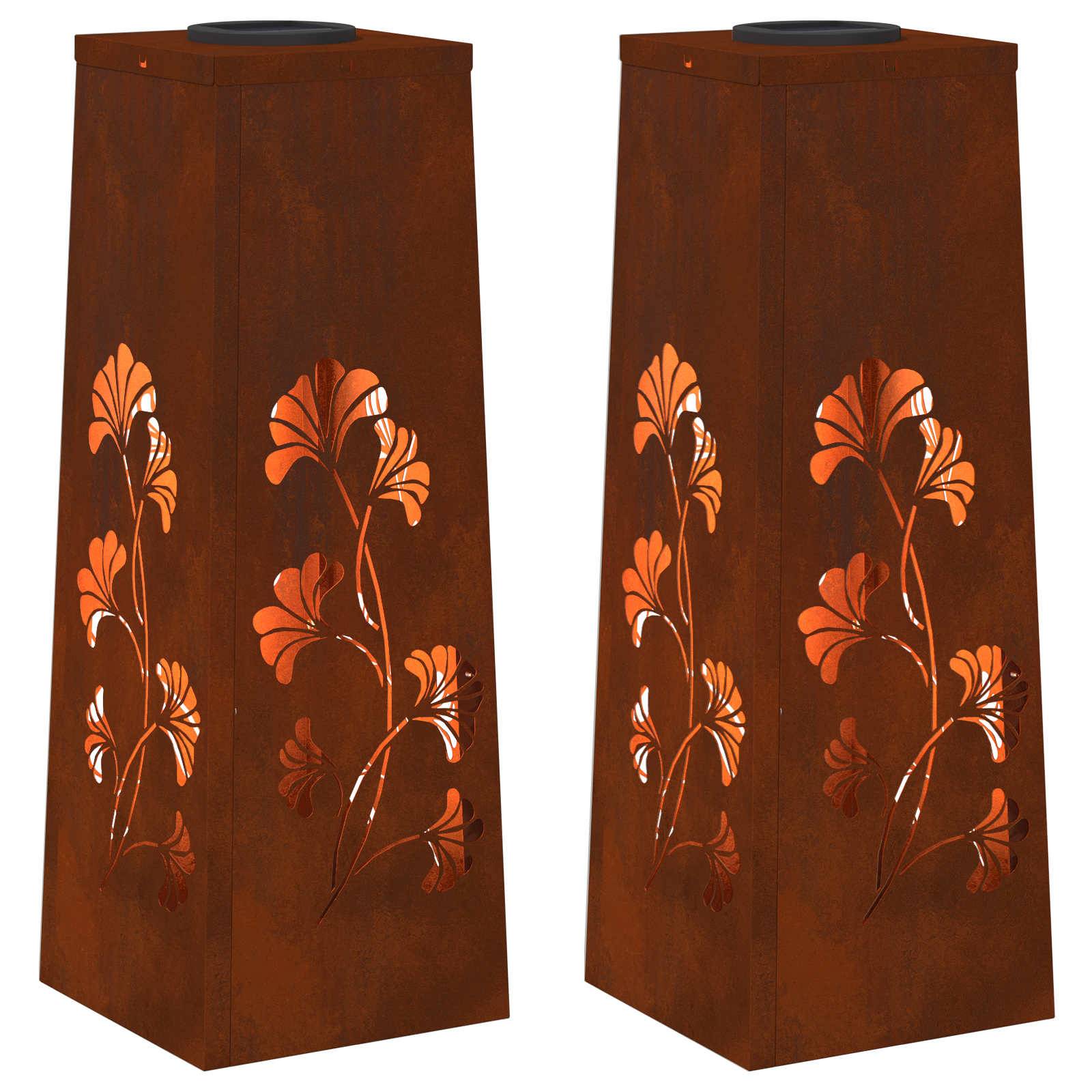 vidaXL Solar LED Weg Licht 2 pcs Rostig Wetterfeststahl