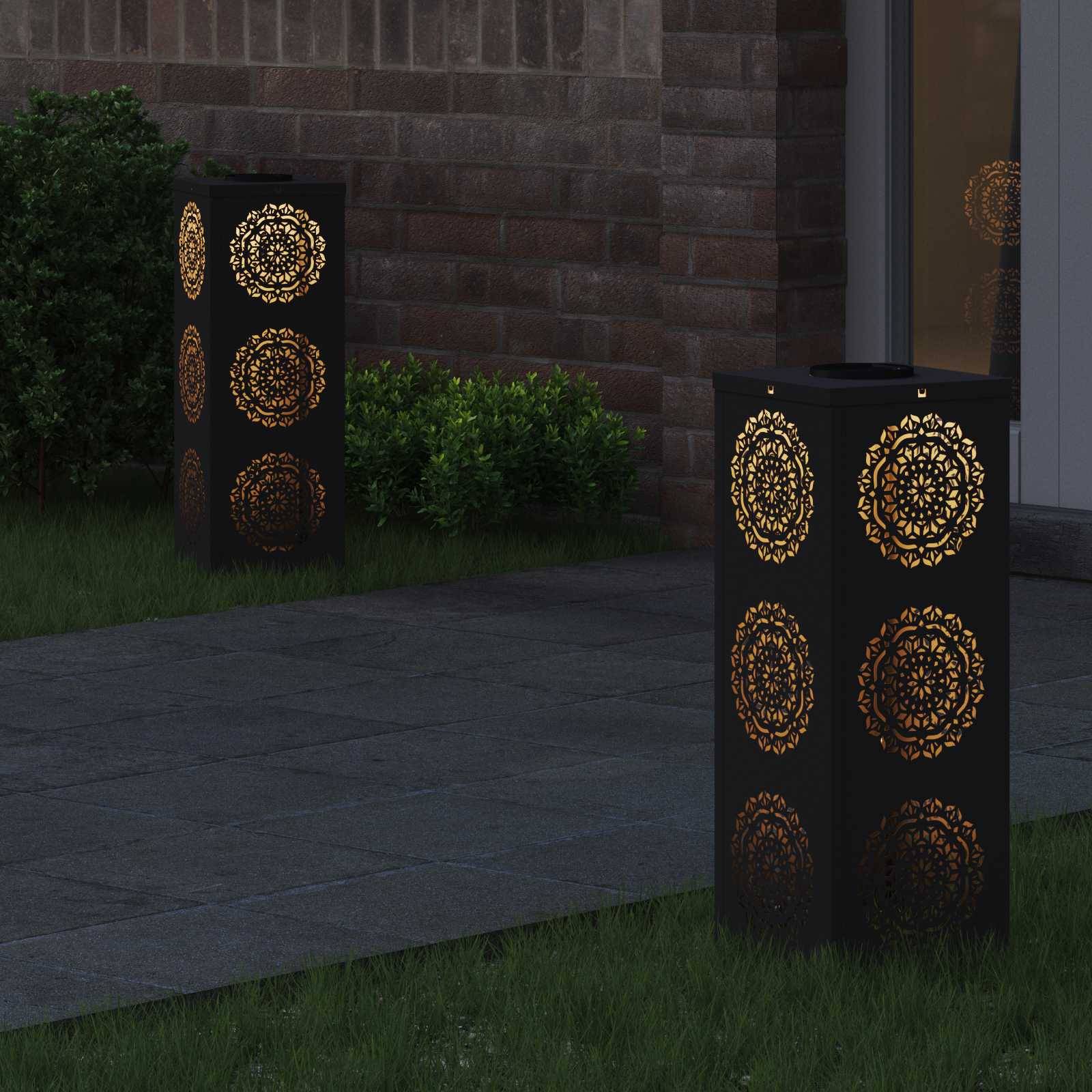 vidaXL Solar LED Weg Licht 2 pcs Schwarz Kalt gewalzter Stahl