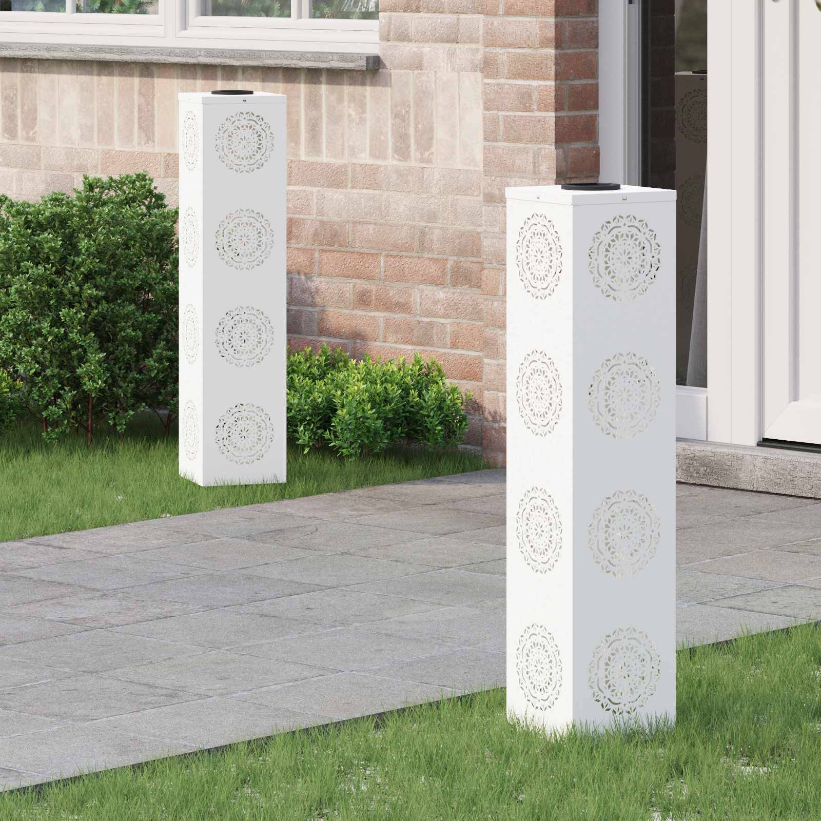 vidaXL Solar LED Weg Licht 2 pcs Weiß Kalt gewalzter Stahl