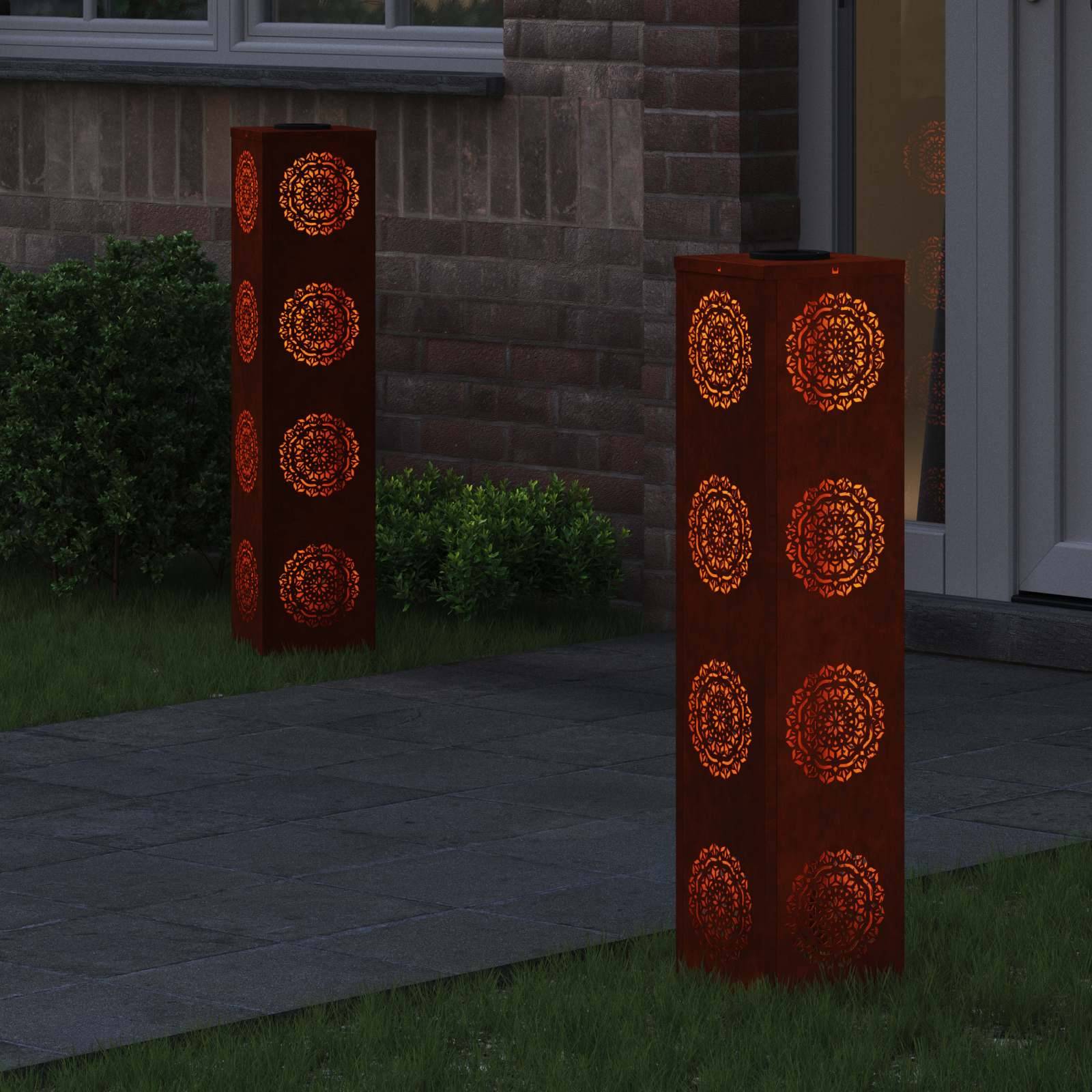 vidaXL Solar LED Weg Licht 2 pcs Rostig Wetterfeststahl