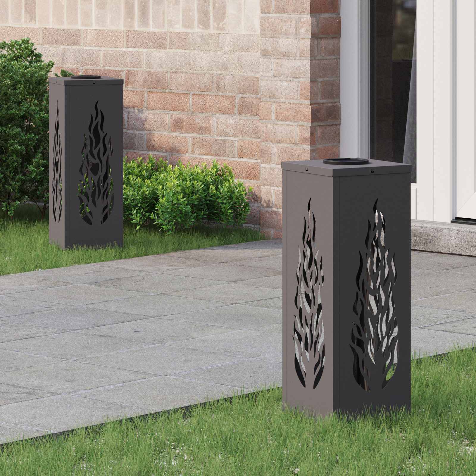 vidaXL Solar LED Weg Licht 2 pcs Schwarz Kalt gewalzter Stahl