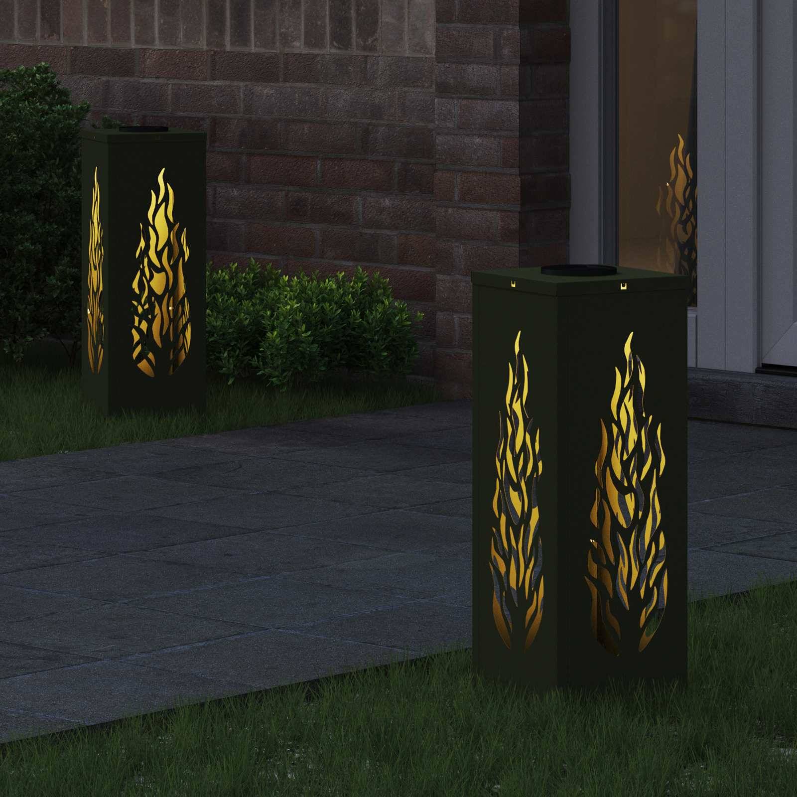 vidaXL Solar LED Weg Licht 2 pcs Olive Grün Kalt gewalzter Stahl