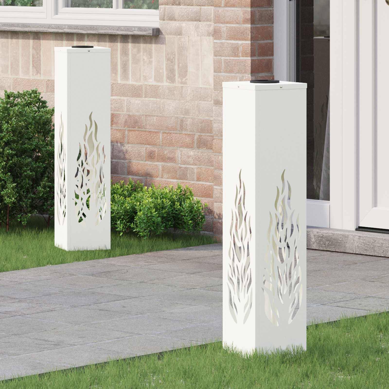 vidaXL Solar LED Weg Licht 2 pcs Weiß Kalt gewalzter Stahl