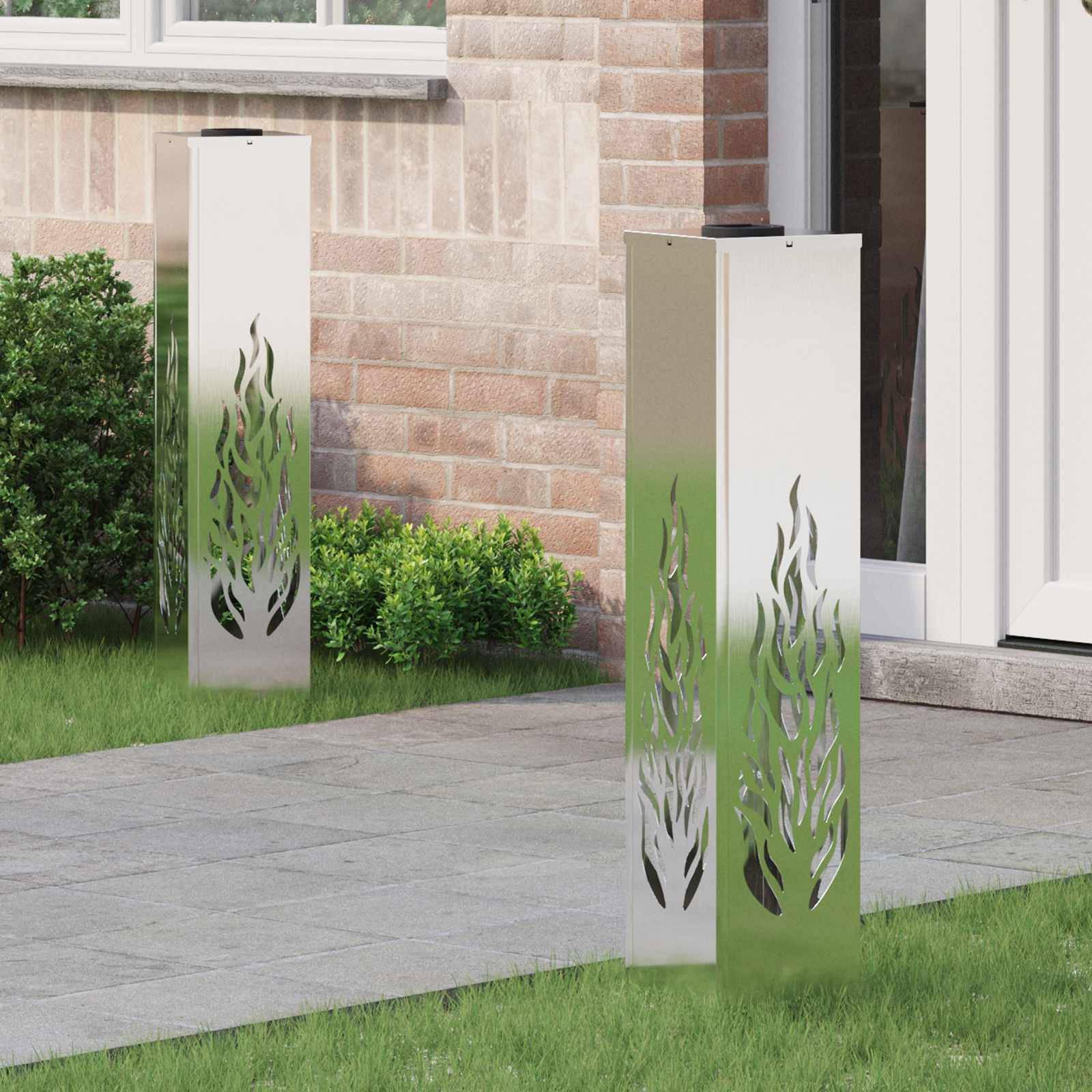 vidaXL Solar LED Weg Licht 2 pcs Silber Galvanisiertes Stahl