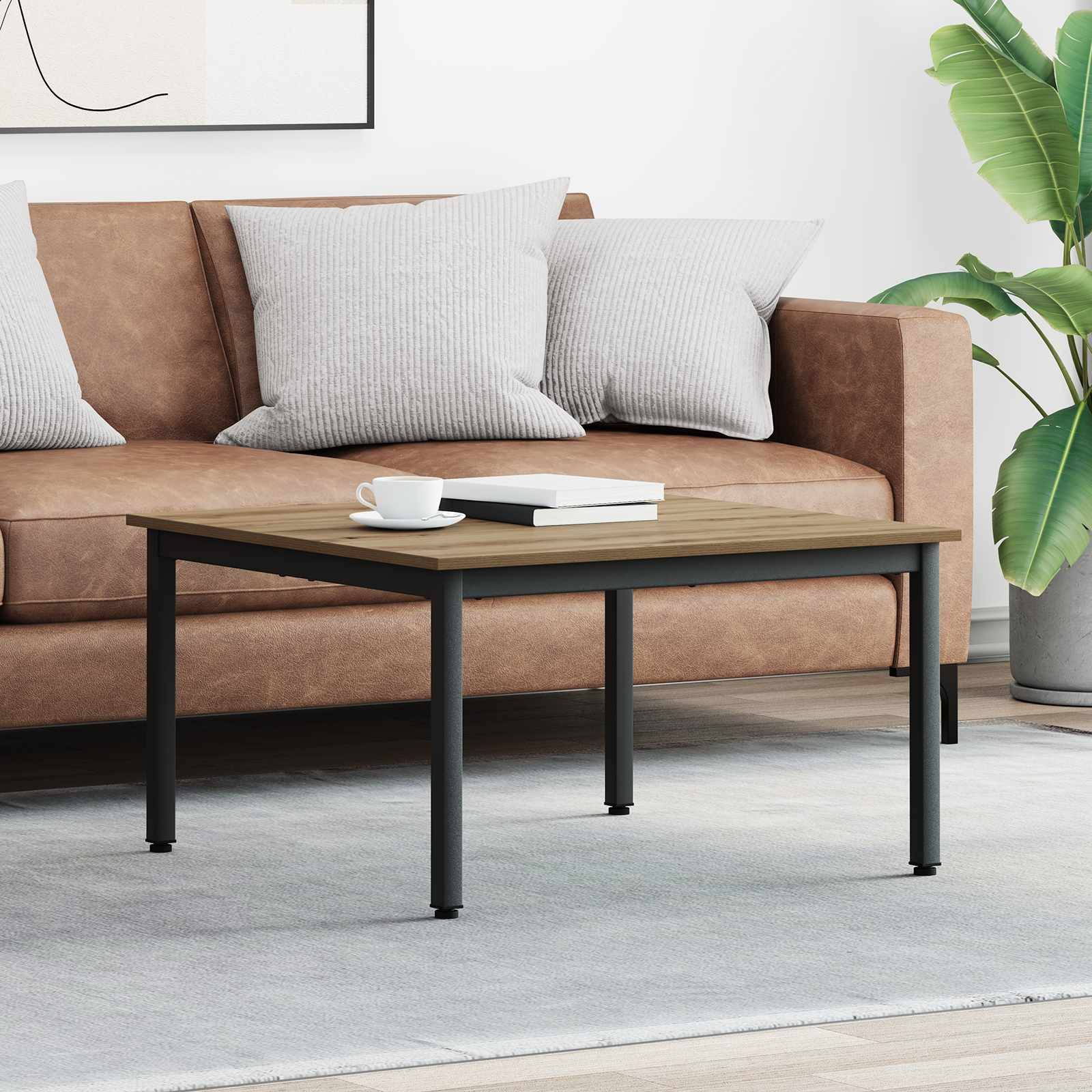vidaXL Couchtisch Kunsthandwerk Eiche 80 x 80 x 45 cm Holzwerkstoff