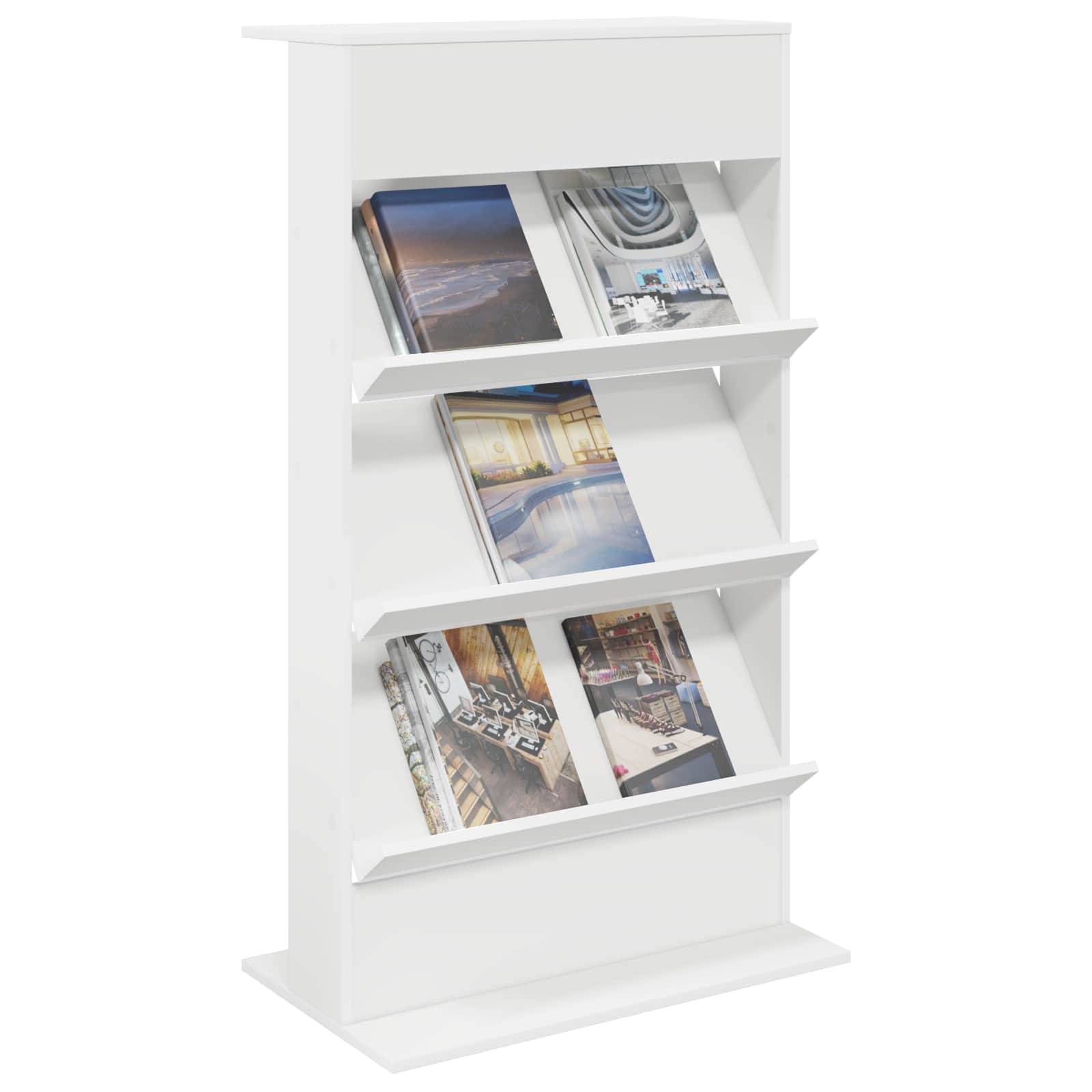 vidaXL Magazinregal mit Regal Weiß 70 x 41 x 126 cm Holzwerkstoff