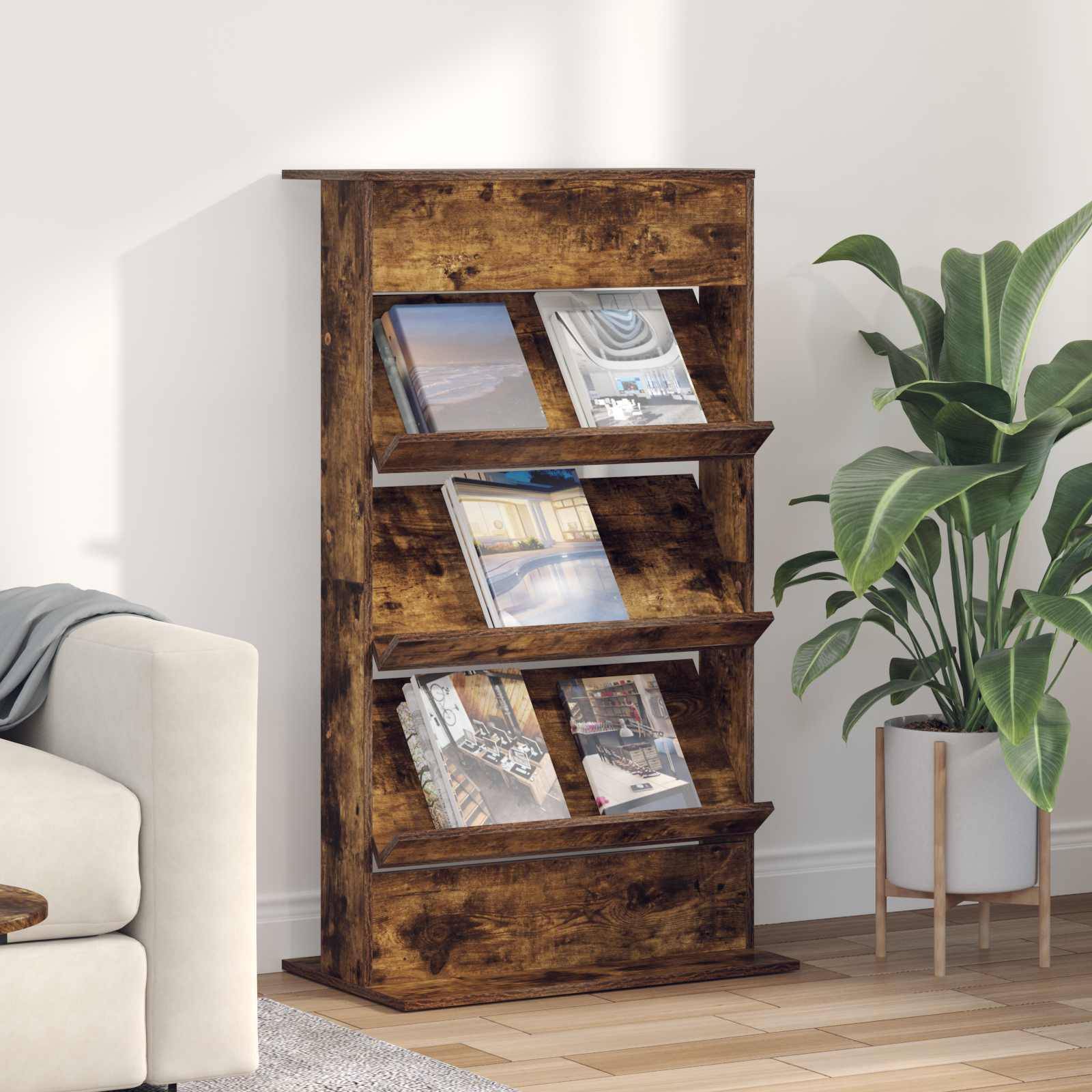 vidaXL Magazinregal Geräucherte Eiche 70 x 41 x 126 cm Holzwerkstoff