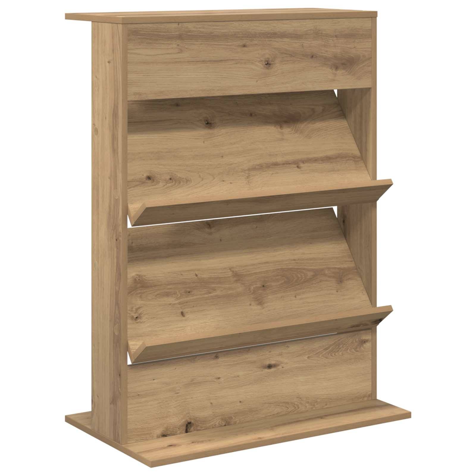 Ein Bücherregal aus Holz mit drei schrägen Regalen, geeignet zum Präsentieren von Büchern oder Zeitschriften. Das Holz hat eine natürliche, helle Brauntönung.