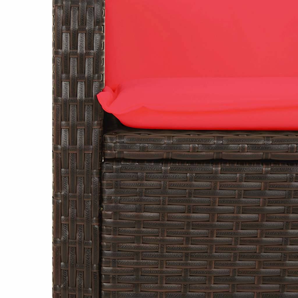 vidaXL Gartenbank Verstellbar mit Kissen Braun Poly Rattan