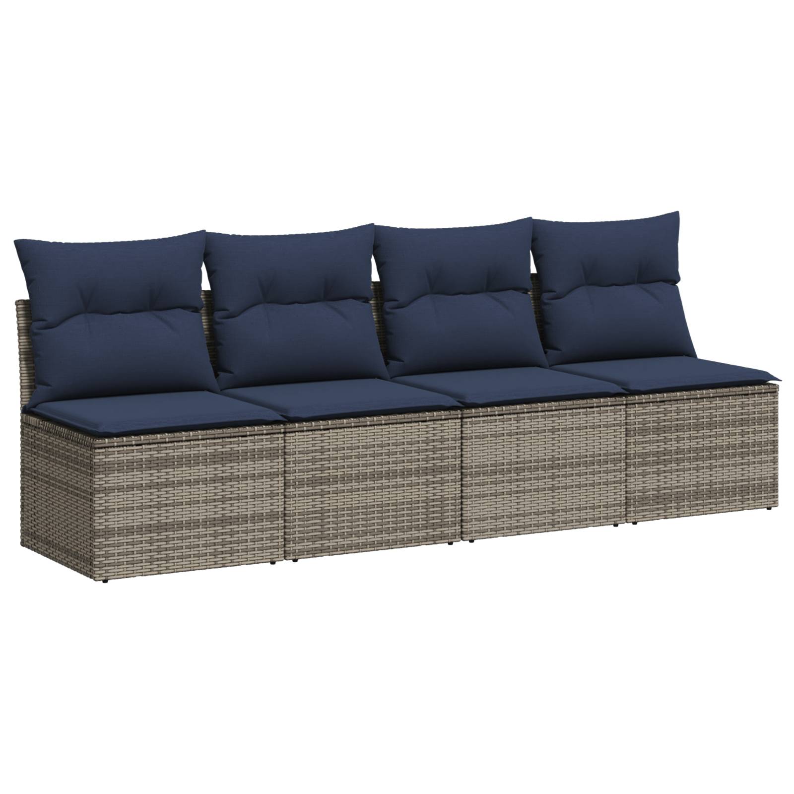 vidaXL | Gartensofa | mit Kissen Grau 220 x 62 x 69cm Poly-Rattan