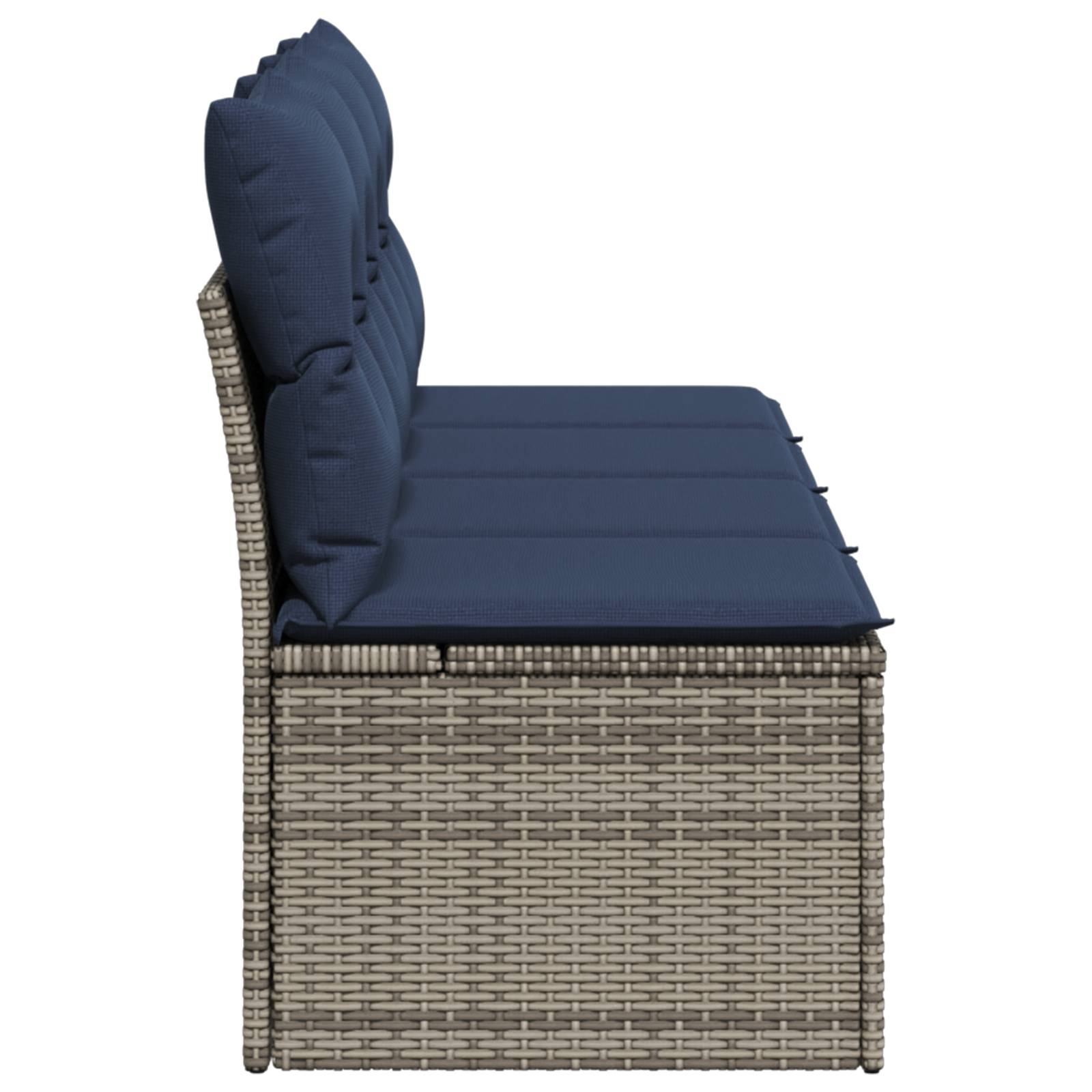 vidaXL | Gartensofa | mit Kissen Grau 220 x 62 x 69cm Poly-Rattan