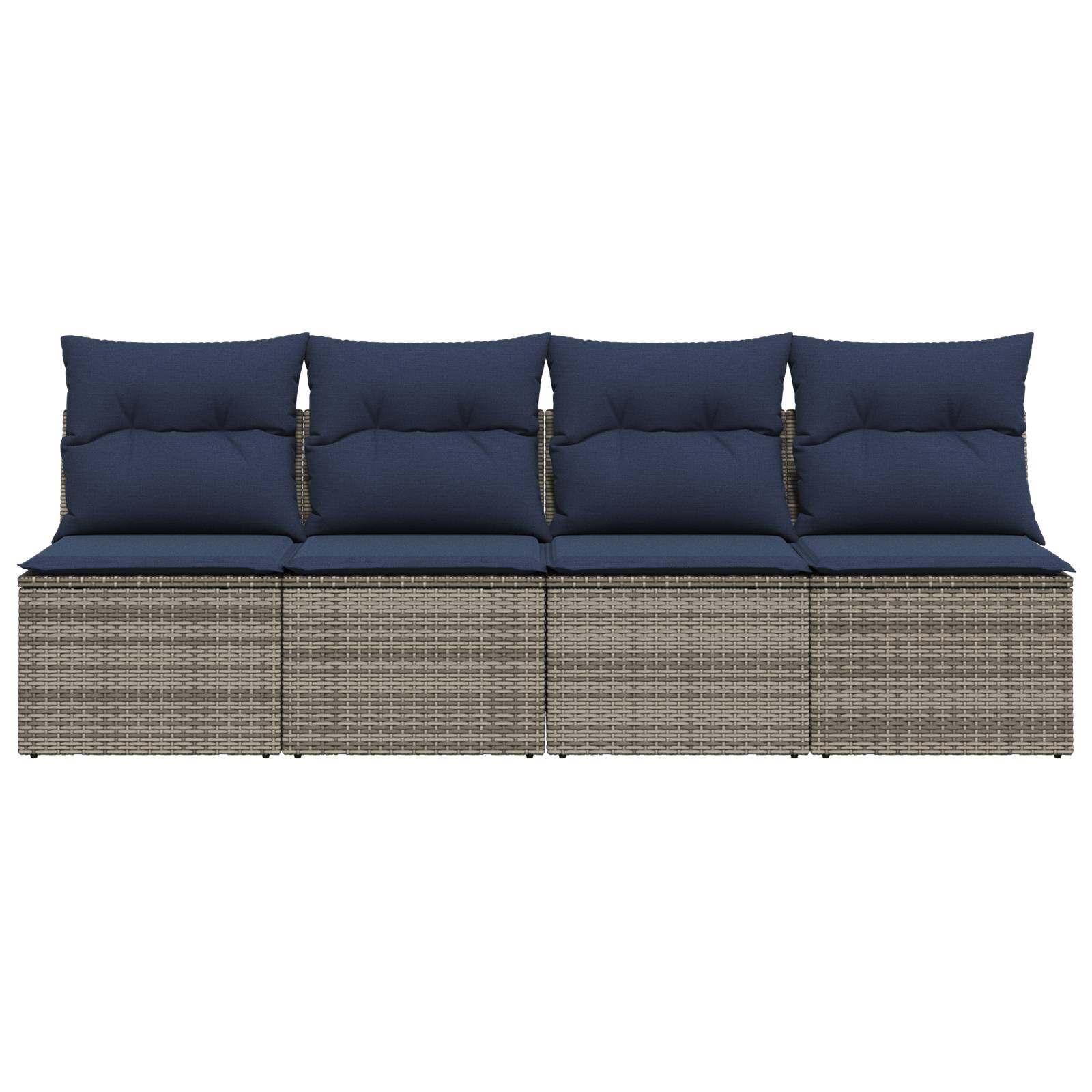 vidaXL | Gartensofa | mit Kissen Grau 220 x 62 x 69cm Poly-Rattan