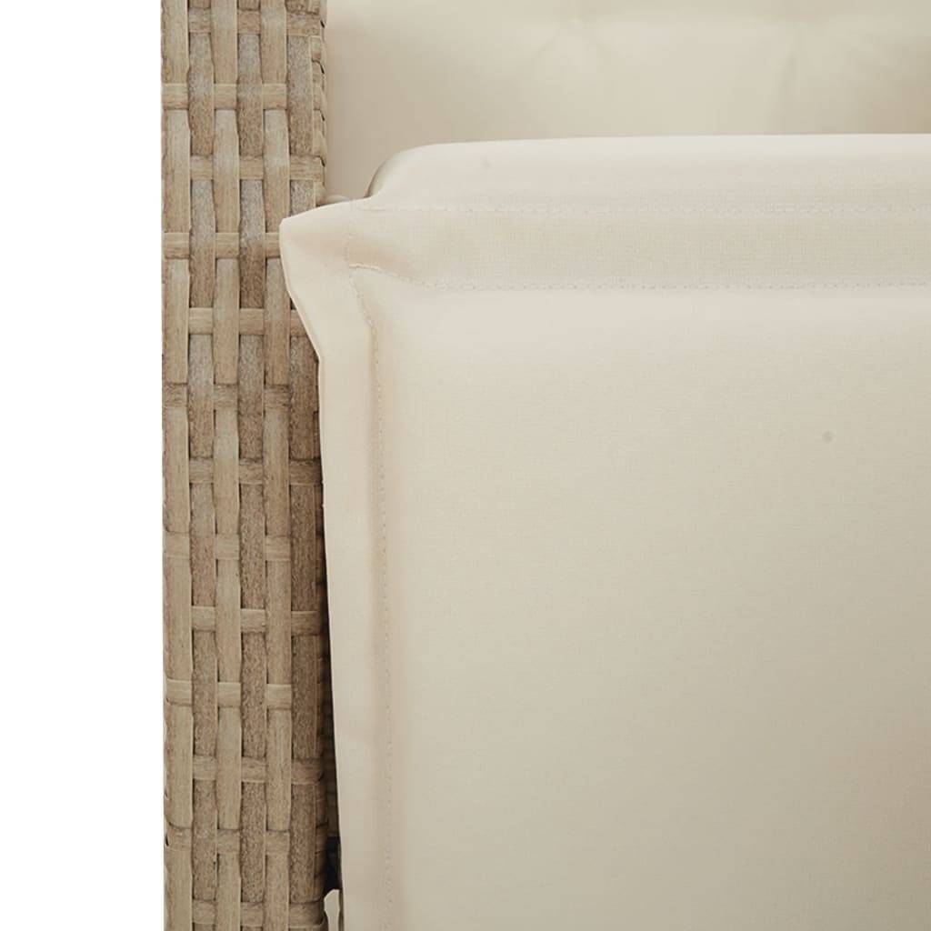 vidaXL 3-tlg. Bistro-Set mit Kissen Beige Poly Rattan