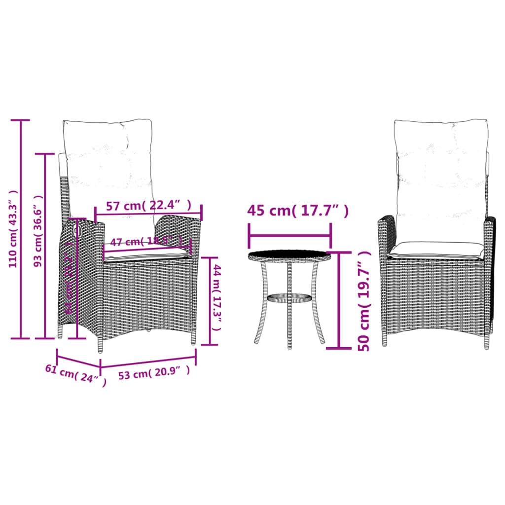 Maße des Stuhls: 110 cm (43,3