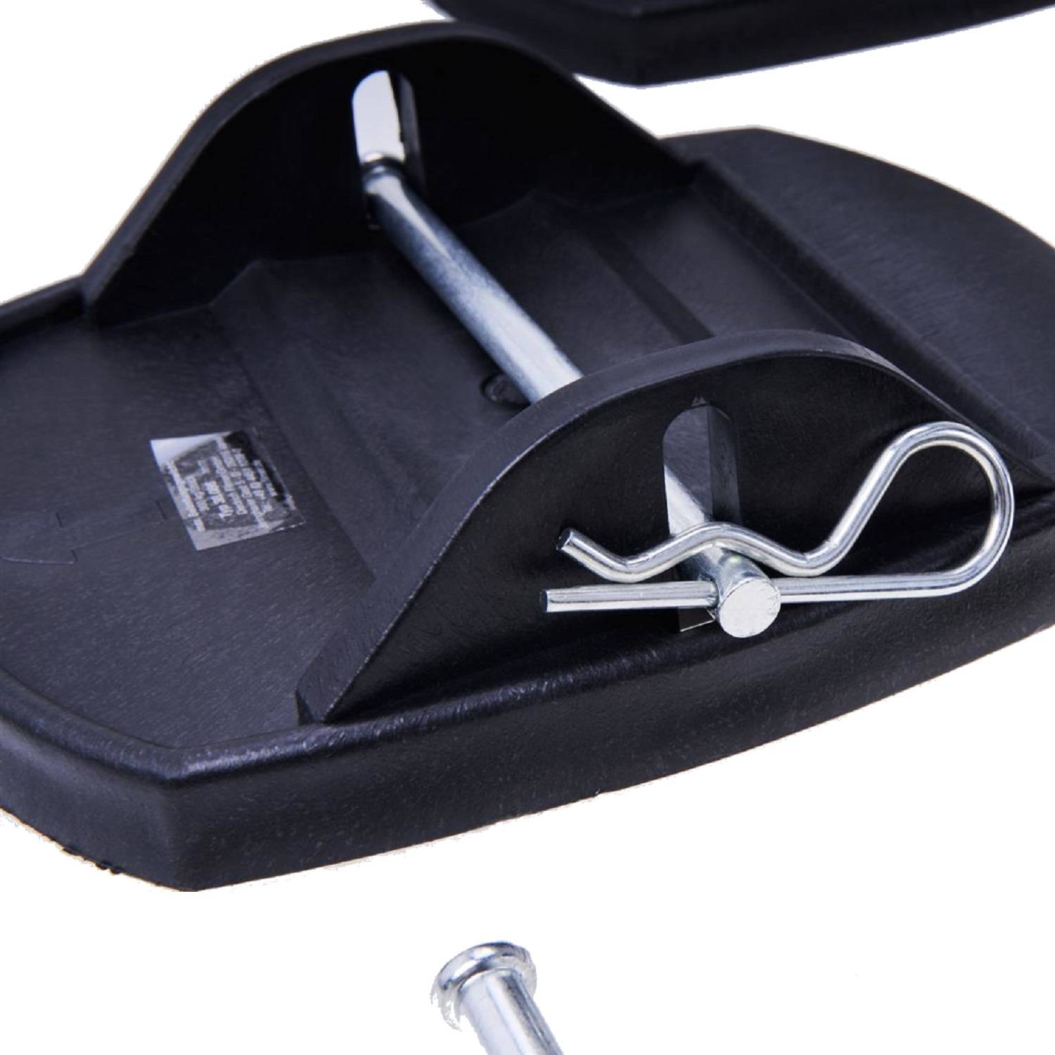 Metall-Anhänger-Wagenheber-Unterlagen mit Schrauben und Clips zum Sichern von Anhängern.