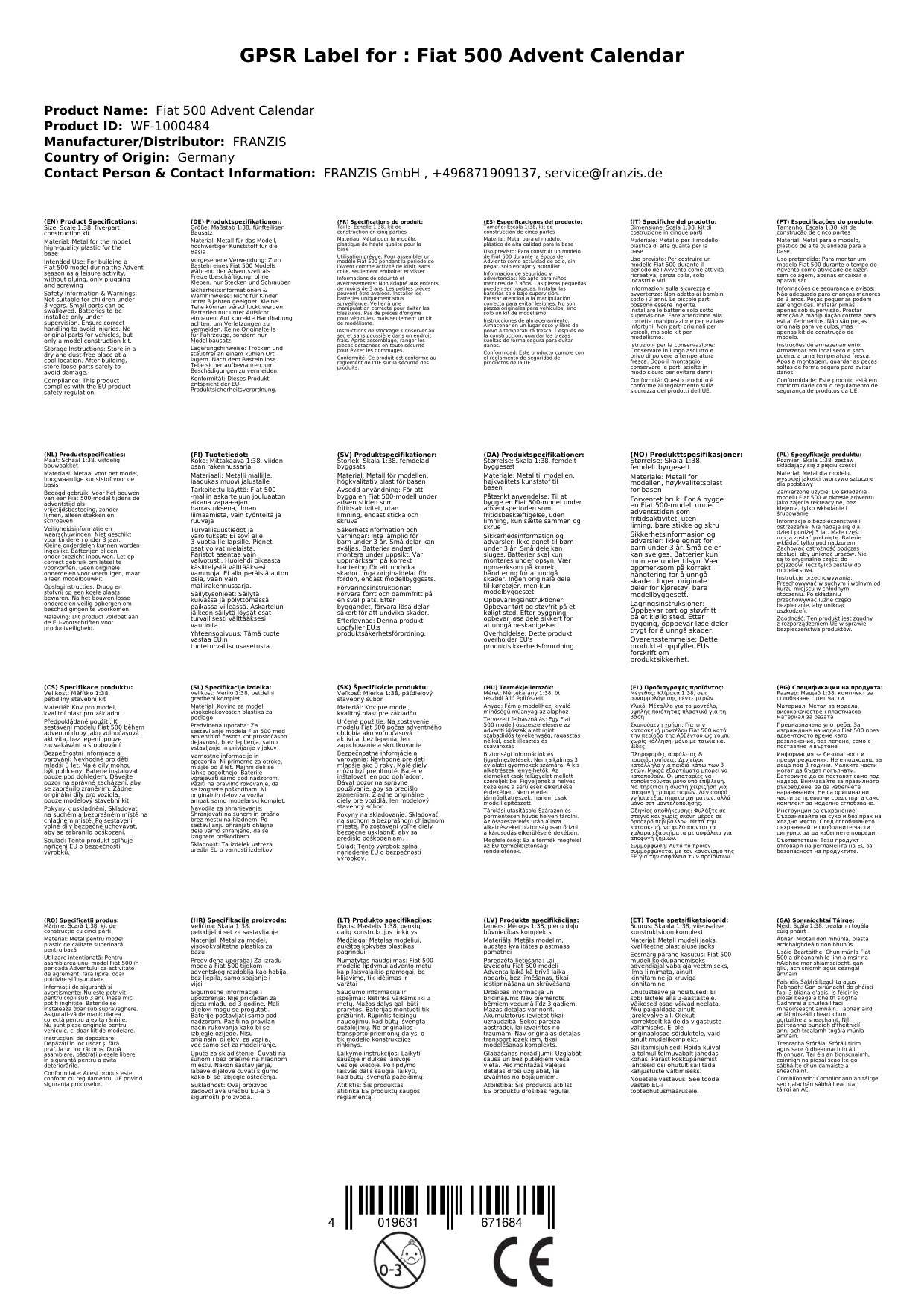 Poster mit einem Raster von fünfundzwanzig verschiedenen mehrsprachigen Glückskeksbotschaften, jeweils in ihrer eigenen Zelle.