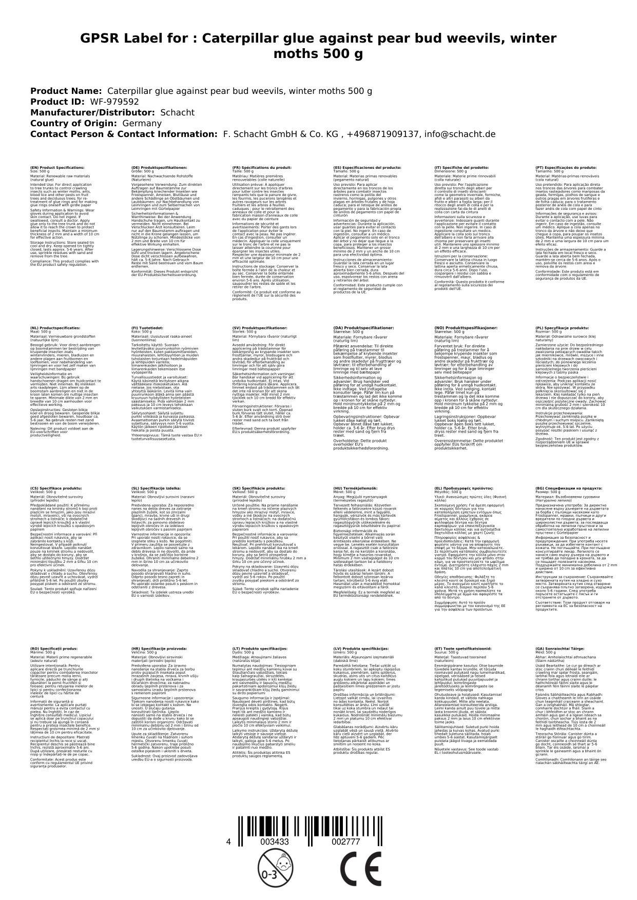 Raupenleim gegen Birnen - Knospenstecher, Schneespanner 500 g