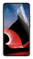 Ein Smartphone mit einem teilweise abgelösten Bildschirmschutz, der die darunterliegende Displayoberfläche offenlegt.