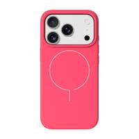 Rotes Smartphone mit einer Kamera, die drei Objektive aufweist.