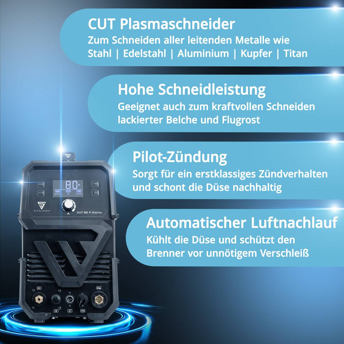 STAHLWERK Plasmaschneider CUT 80 P Digital 80 A 25 mm Schnitttiefe THC
