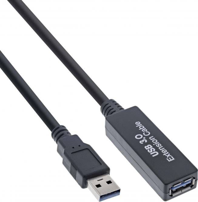USB 3.0 Verlängerungskabel mit männlichem und weiblichem Anschluss, verwendet zur Erweiterung der Reichweite von USB-Geräten.