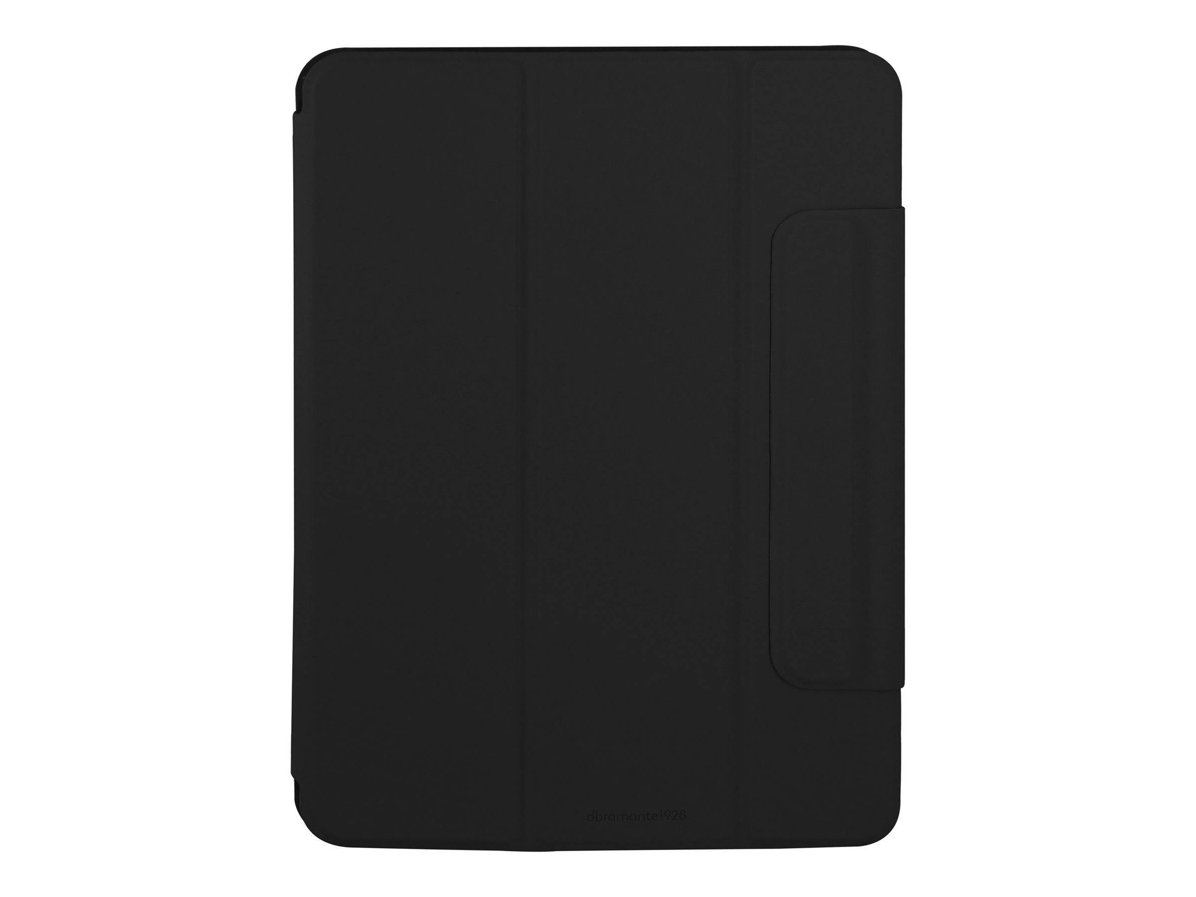 Eine schwarze Tablettasche mit magnetischem Verschlussdeckel, konzipiert für Schutz und einfache Bedienung.