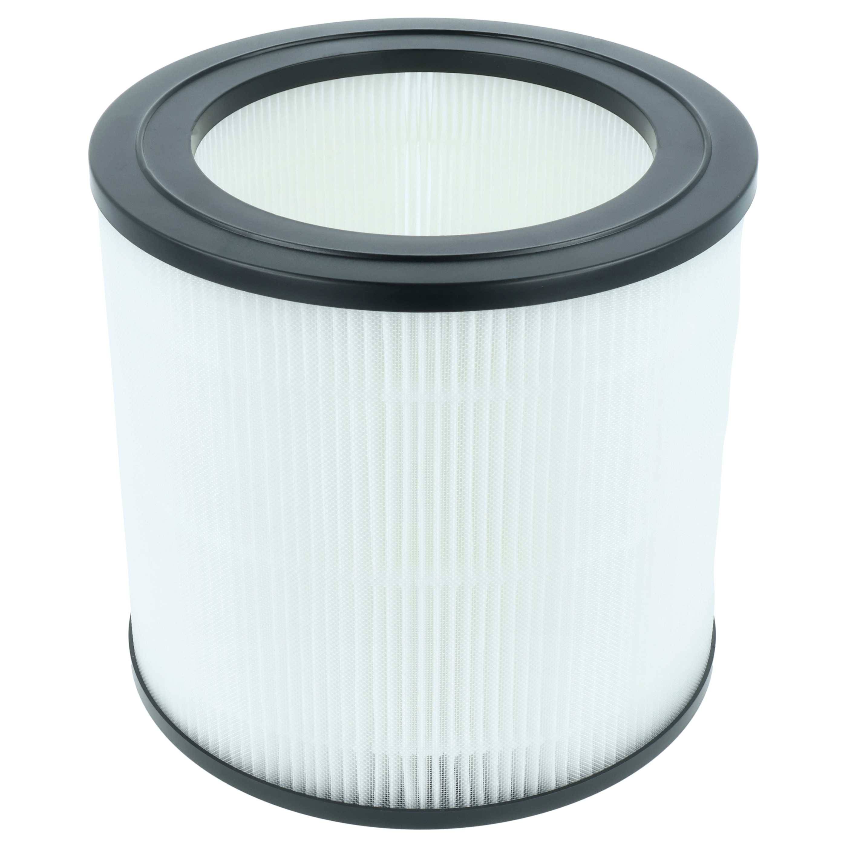 Ein zylindrischer Luftfilter mit schwarzem Rand und gefalteter weißer Material, entwickelt zur Luftreinigung in Filtrationsanlagen.