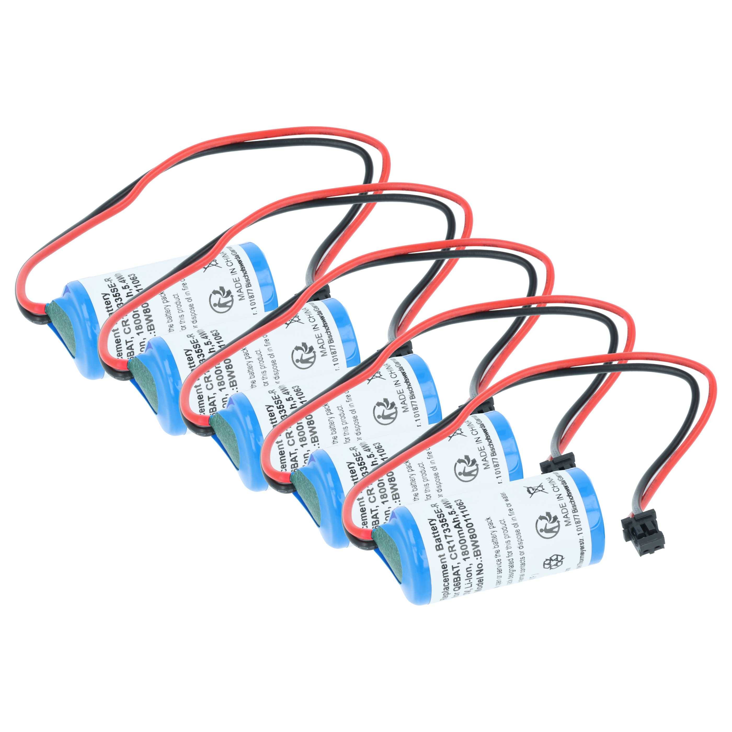 vhbw 5x Batterie kompatibel mit Mitusibishi Q25PRHCPU | Steuereinheit (1800 mAh, 3 V, Li-Ion)