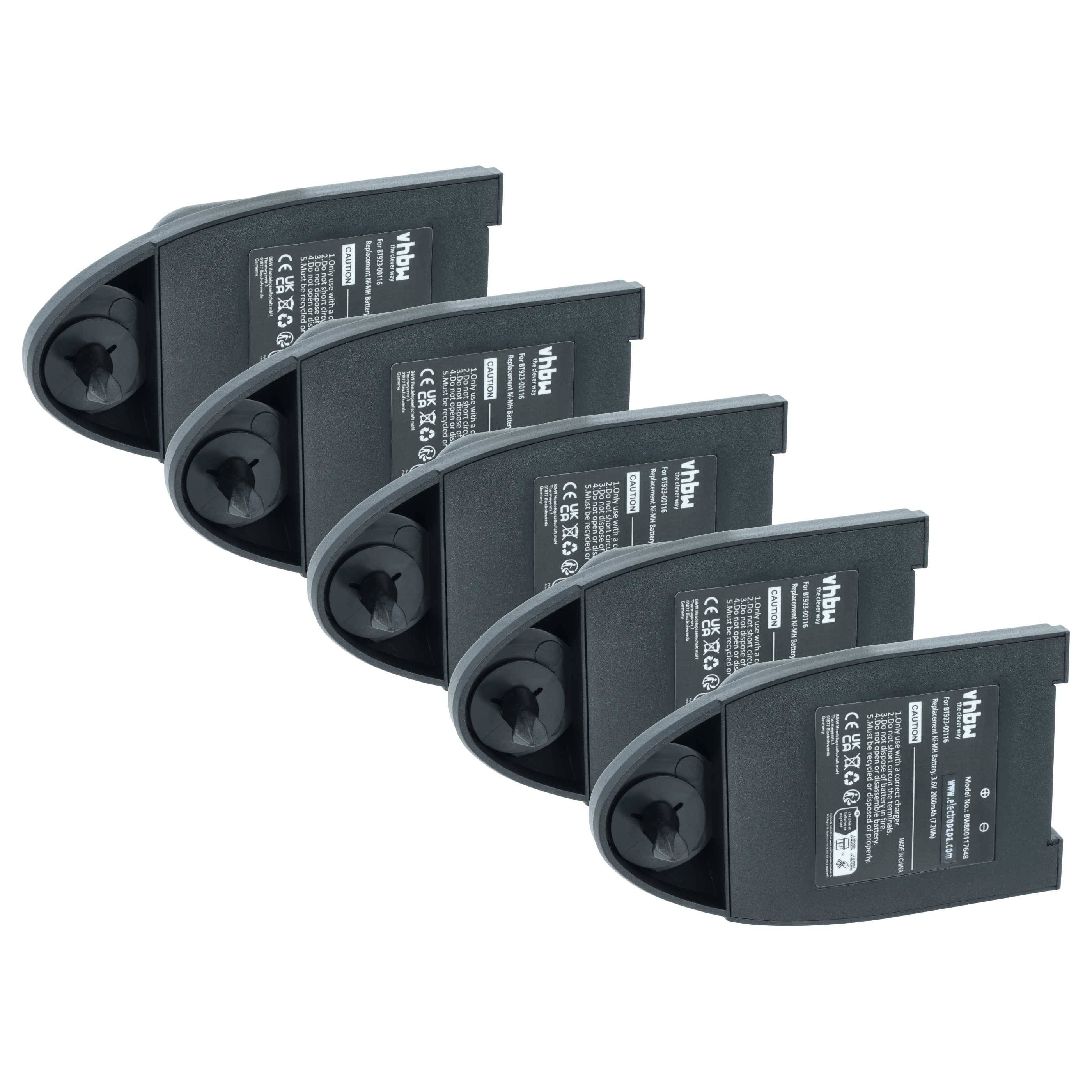 vhbw 5x Akku kompatibel mit Cattron-Theimeg Excalibur Remote Industrie-Funkfernsteuerung Fernbedienung (2000 mAh, 3,6 V, NiMH) - Schwarz