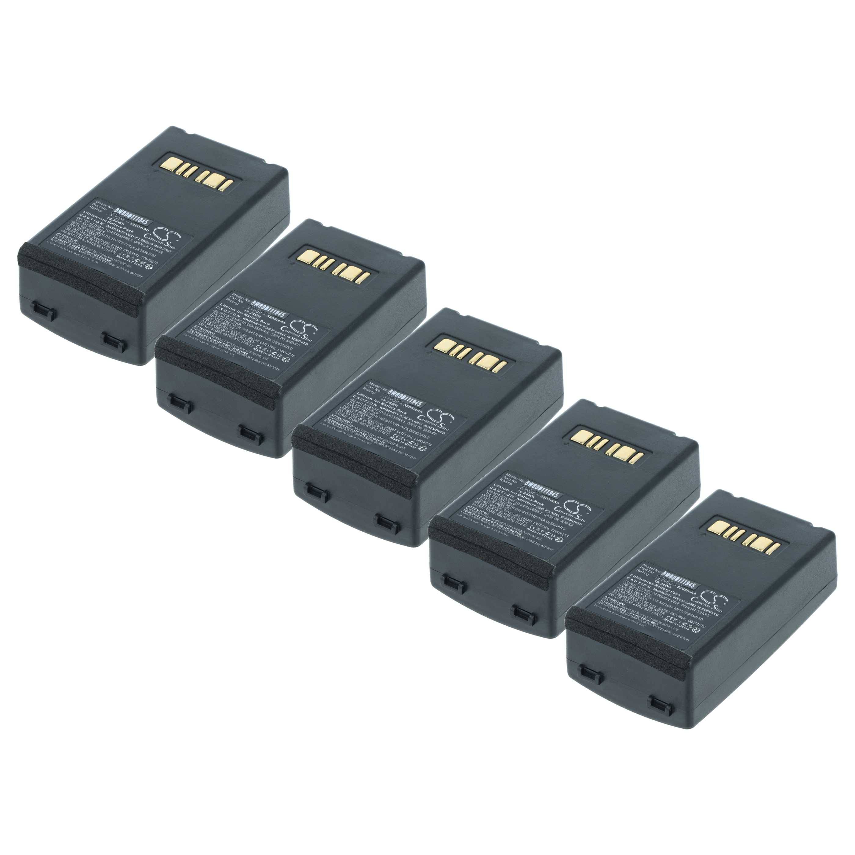 vhbw 5x Akku Ersatz für Datalogic 94ACC1386, BT-26, BT-10 für Barcodescanner POS (5200 mAh, 3,7 V, Li-Ion)