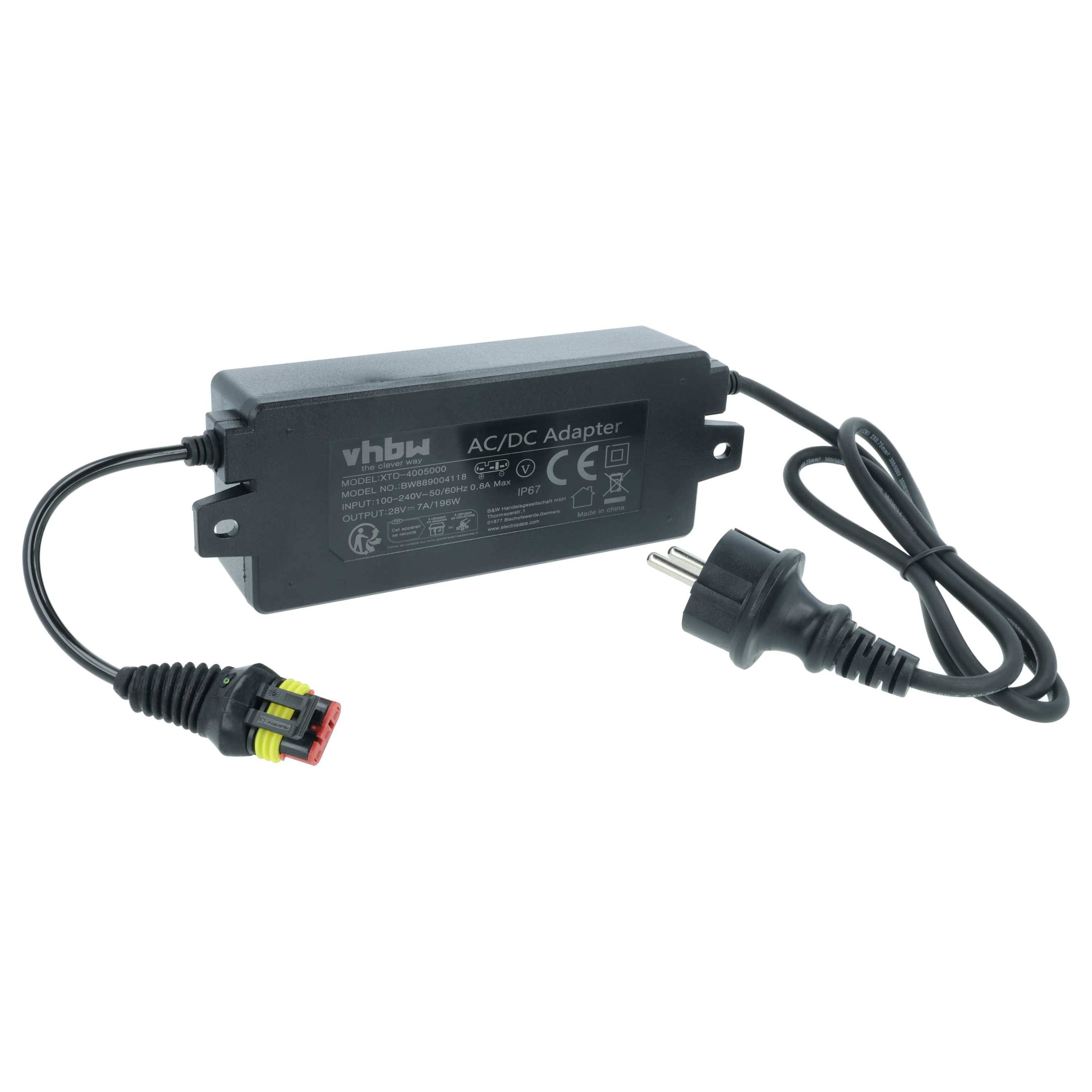 vhbw AC/DC-Adapter mit Stromkabel und Stecker. Geeignet für die Verwendung in Innenräumen, mit mehreren Sicherheitszertifizierungen auf dem Etikett.