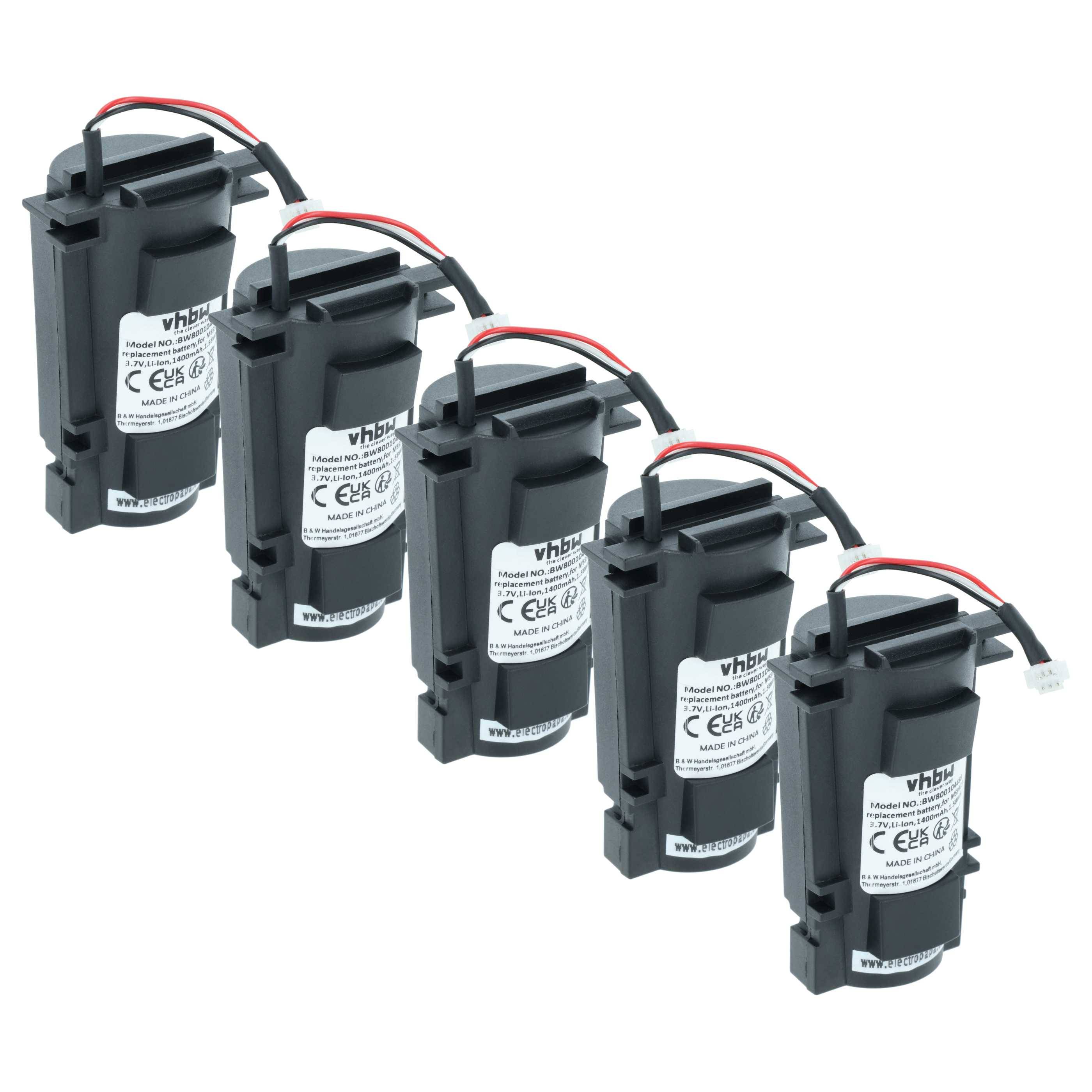 vhbw 5x Akku kompatibel mit Honeywell MS9535, BT9535 Barcodescanner POS (1400 mAh, 3,7 V, Li-Ion)