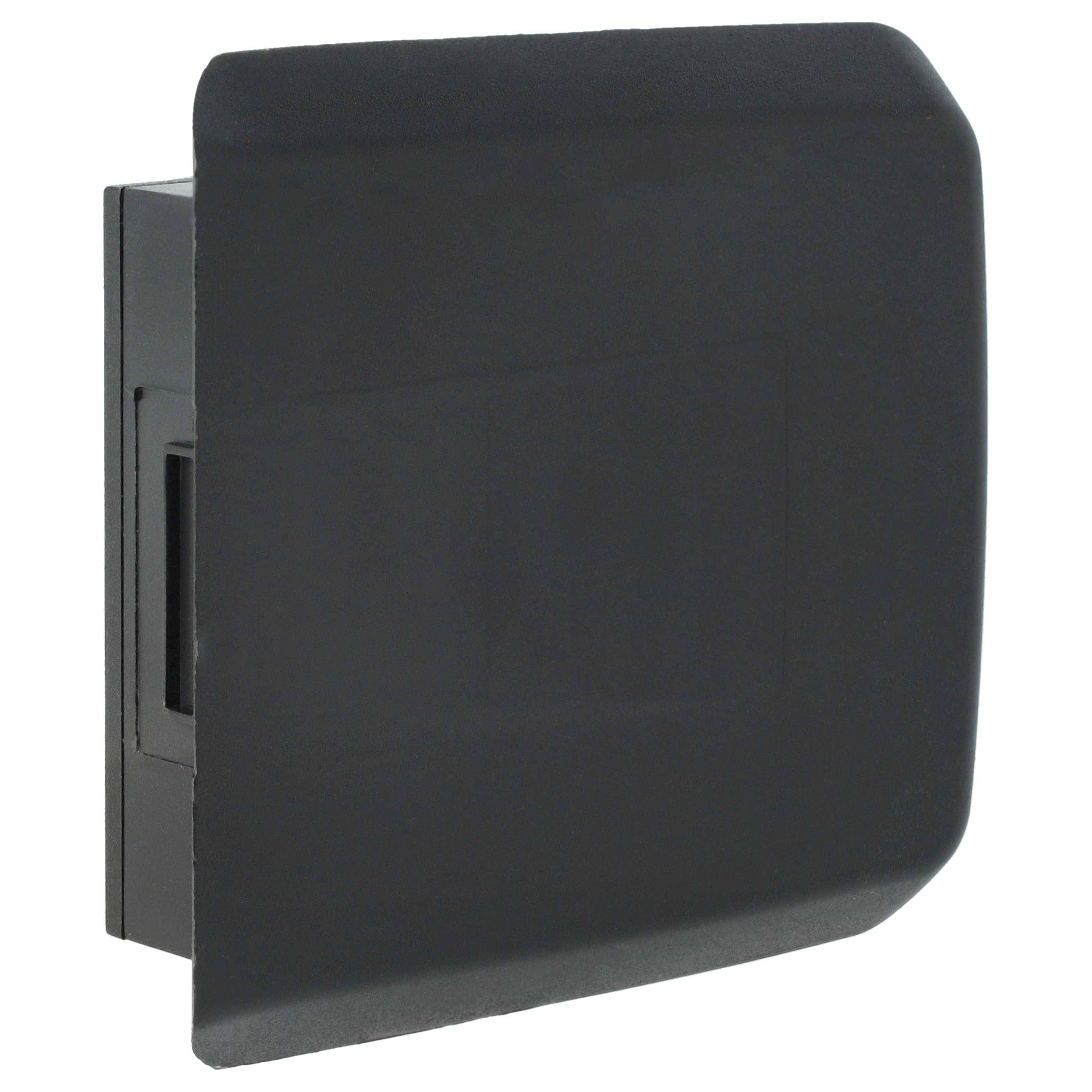 Ein schwarzer, rechteckiger Türgriff mit einer eingelassenen Griffmulde, der auf einer ebenen Fläche montiert ist und für Schiebetüren konzipiert wurde.