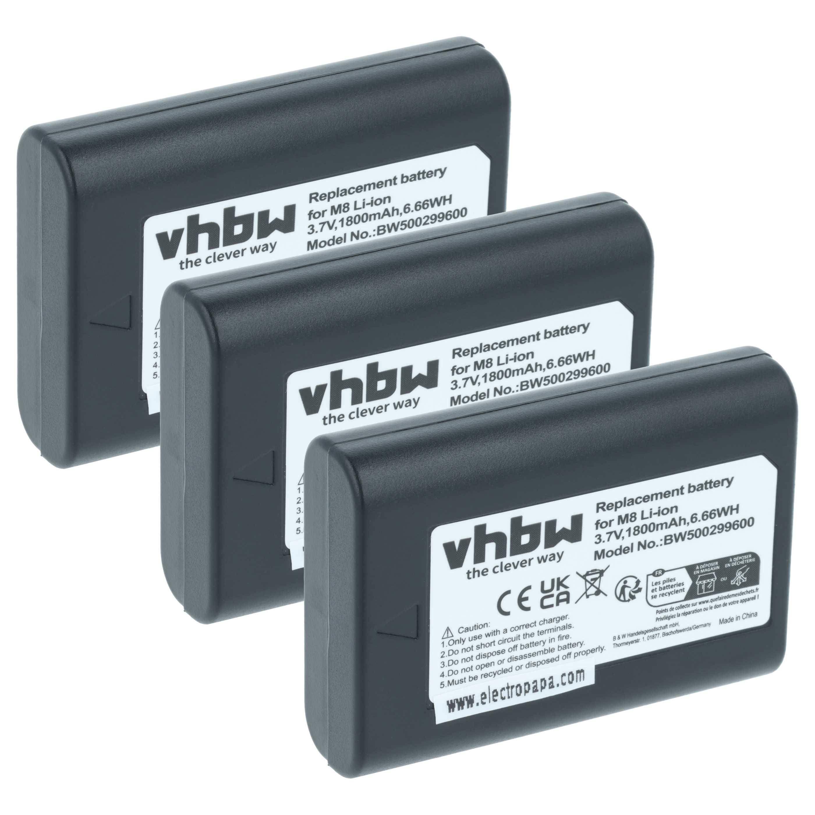 vhbw 3x Akku Ersatz für Leica BLI-312, 14464, BP-SCL1 für Kamera (1800 mAh, 3,7 V, Li-Ion)