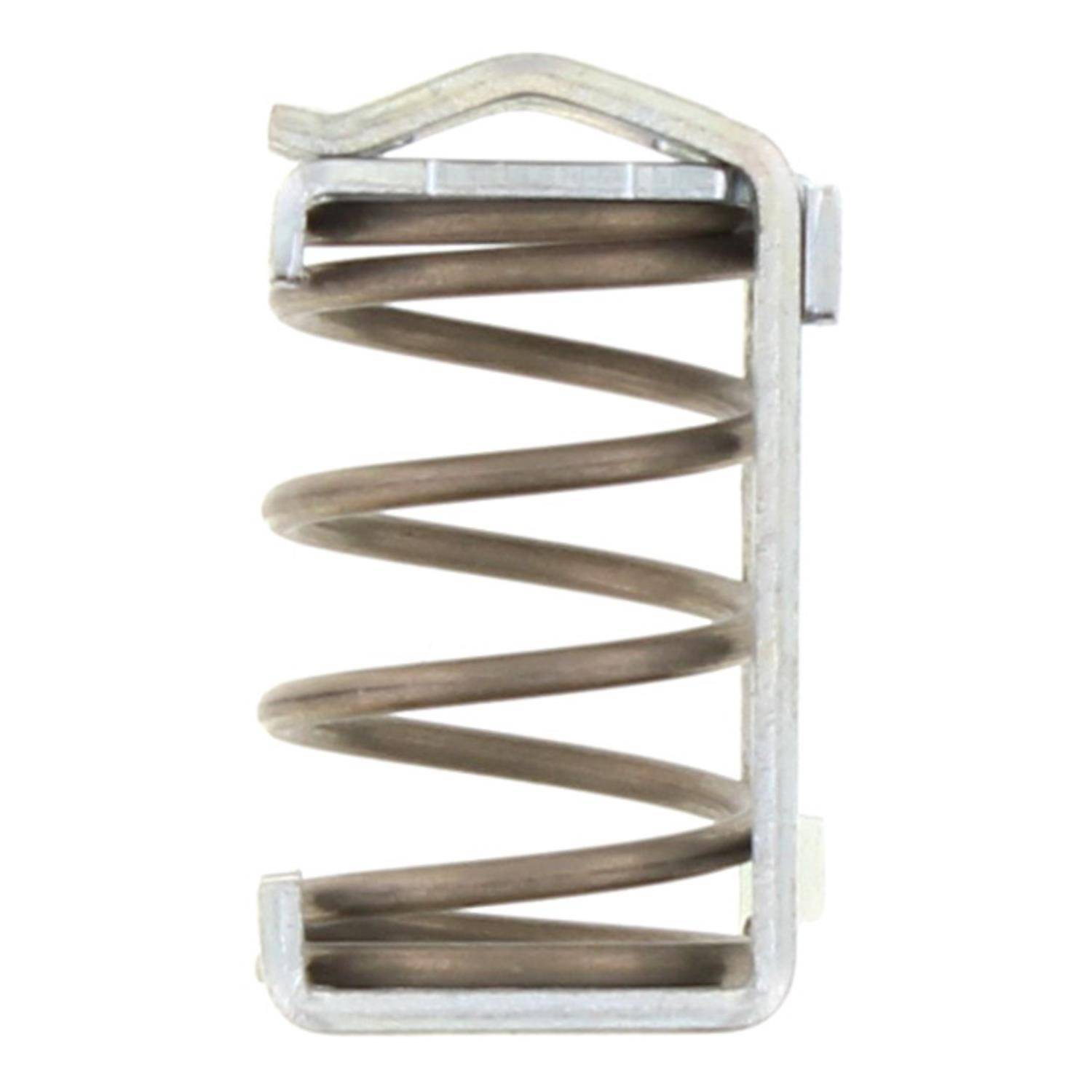 Eine metallische Schraubendruckfeder ist in einen rechteckigen Metallrahmen eingebettet. Die Feder erscheint eng gewickelt innerhalb der Struktur.