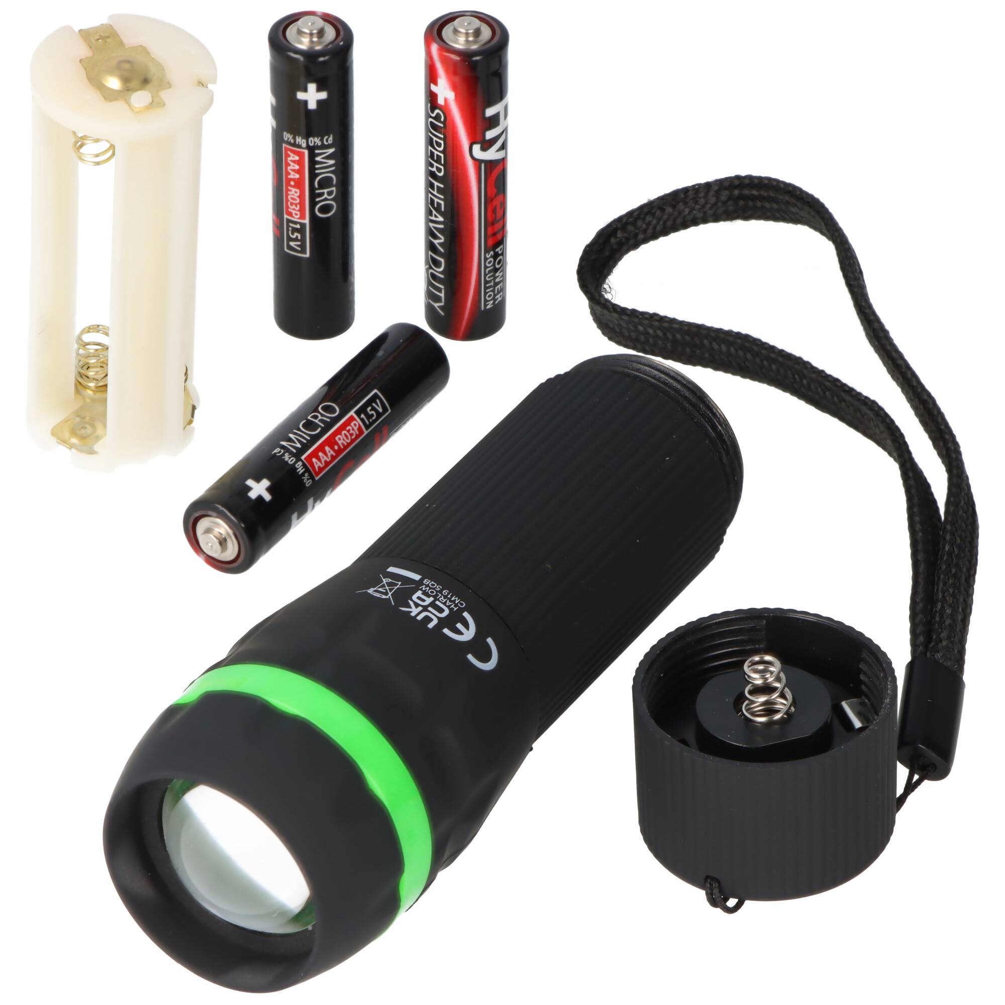 LED-Taschenlampe 1W mit Zoom, inklusive 3x AAA Batterien