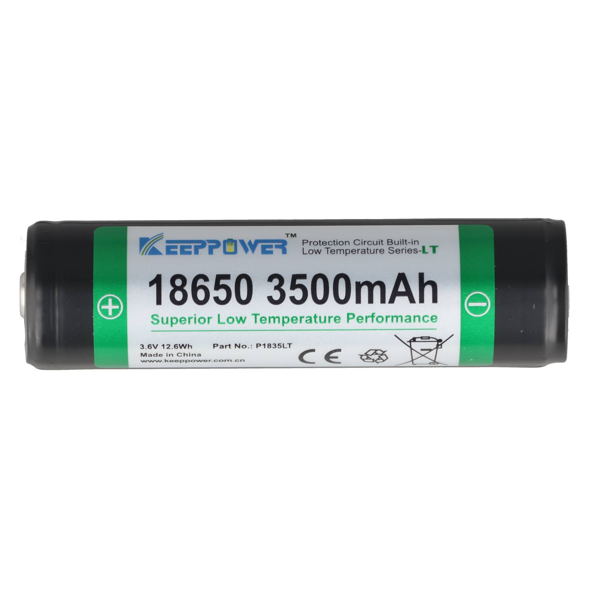 18650 Li-Ion-Akku 3500mAh Low Temperature 3,7V, 69,2x18,6mm, geschützt P1835LT