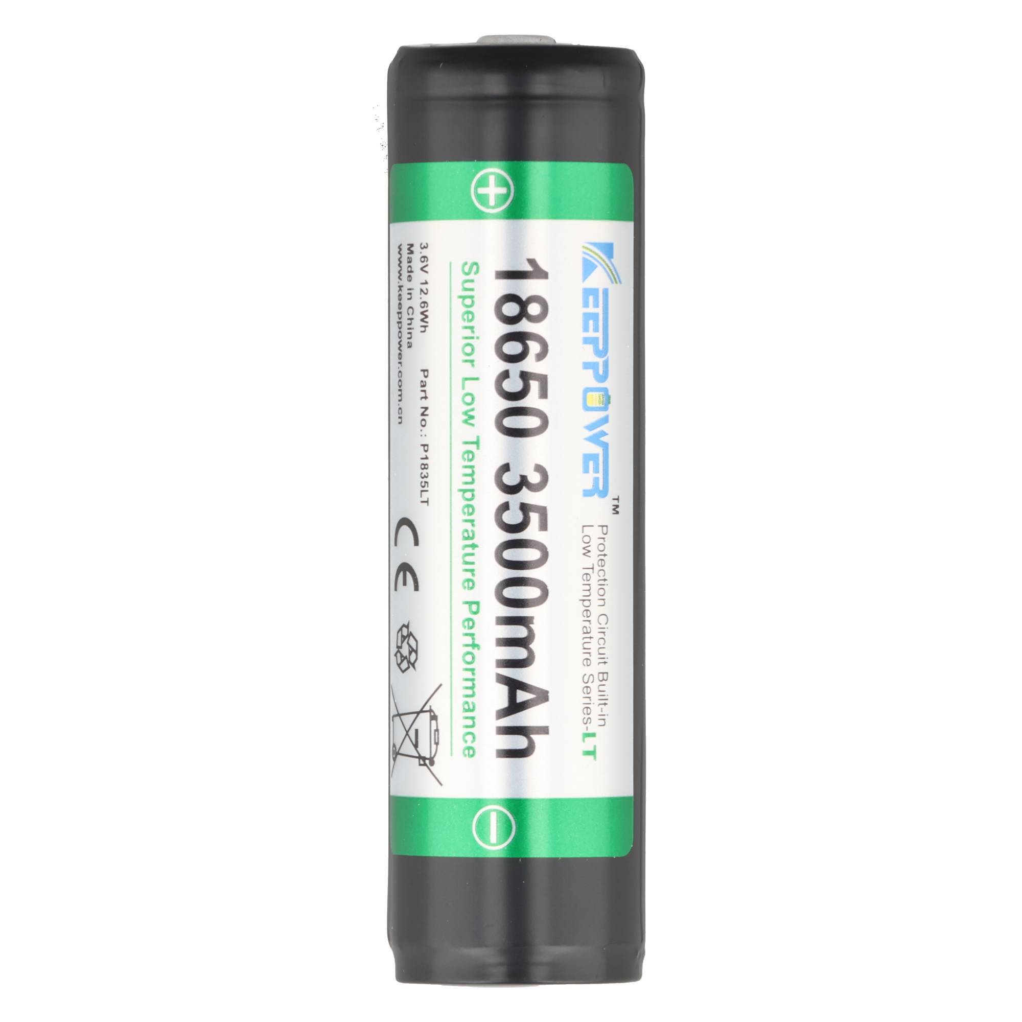 18650 Li-Ion-Akku 3500mAh Low Temperature 3,7V, 69,2x18,6mm, geschützt P1835LT