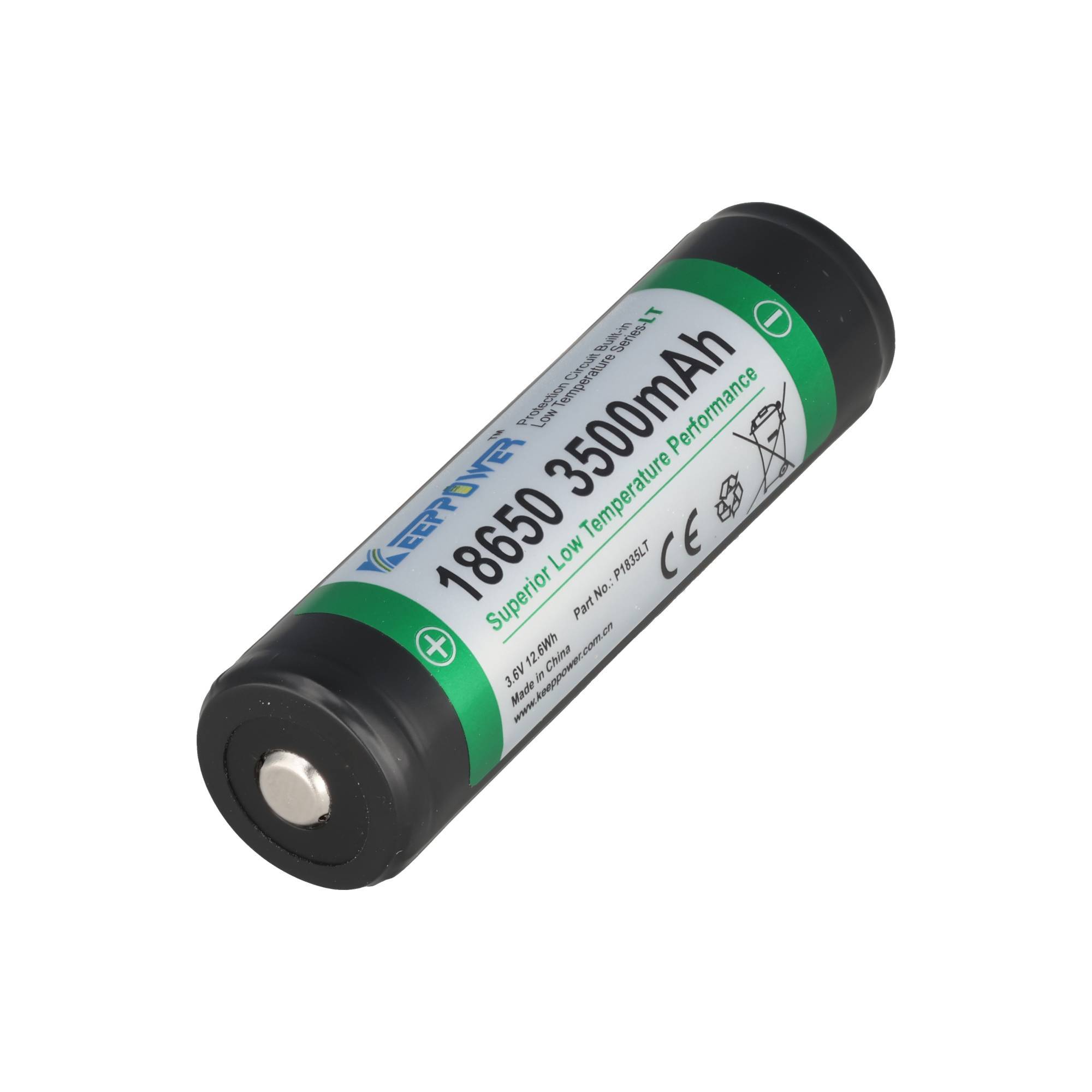 18650 Li-Ion-Akku 3500mAh Low Temperature 3,7V, 69,2x18,6mm, geschützt P1835LT
