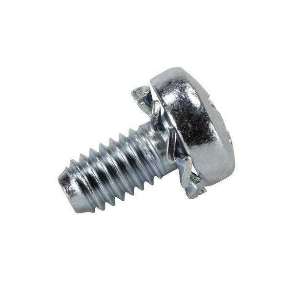 Eine silberne, rundköpfige Schraube mit Metallgewinde und flacher Oberseite, die für Bau- oder Montagezwecke konzipiert ist.