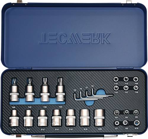 Steckschlüsselsatz 27-tlg.1/4+1/2 Zoll T10-T55/E4-E20 TECWERK