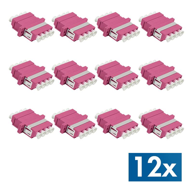 LogiLink LWL Kupplung-Set, LC-Duplex Quad, violett, 12er Set