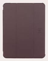 Eine geschlossene Tablettenhülle in dunklem Lila mit einem dezenten geprägten Logo auf der rechten Seite.