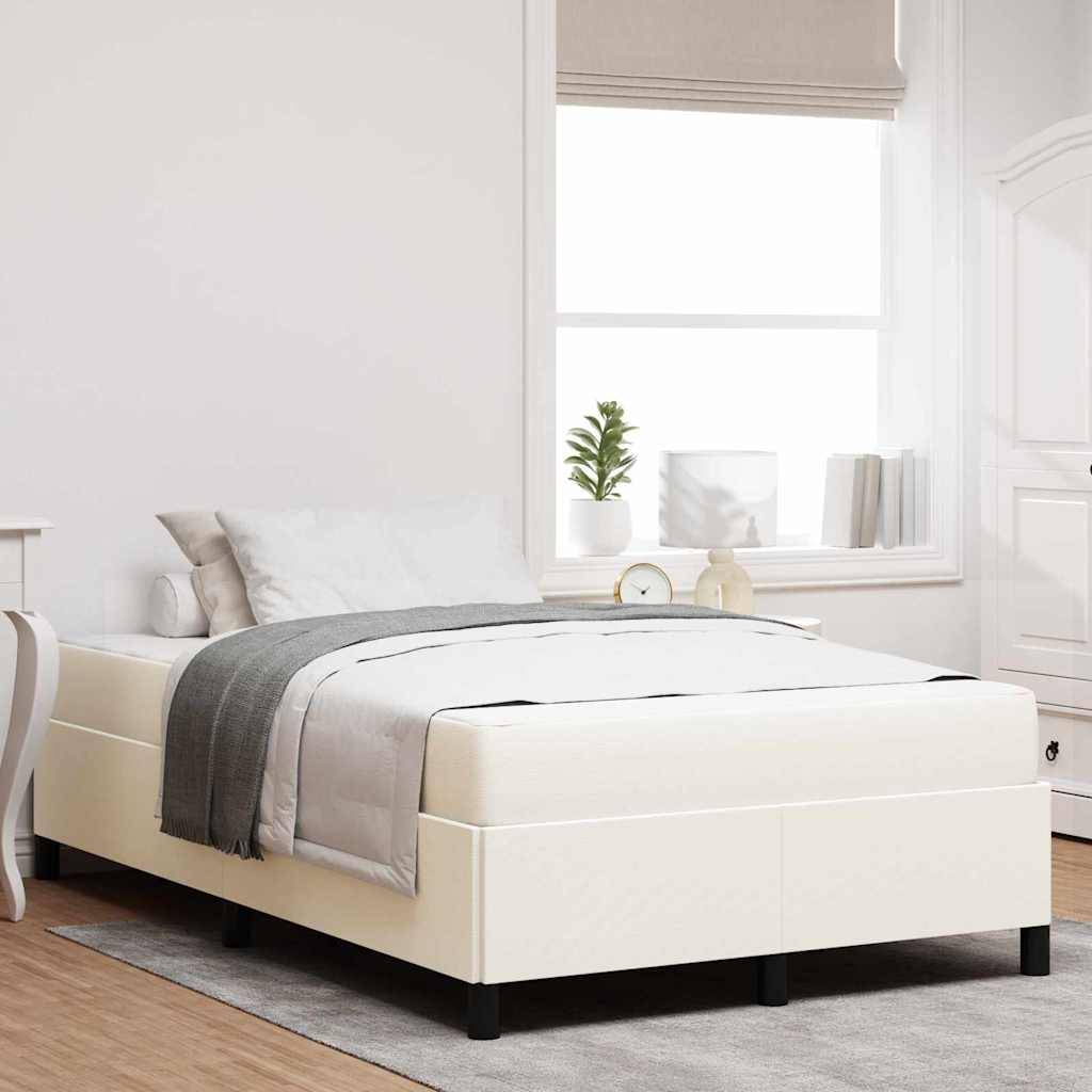vidaXL Bettrahmen mit Matratze Creme 120 x 190 cm Stoff