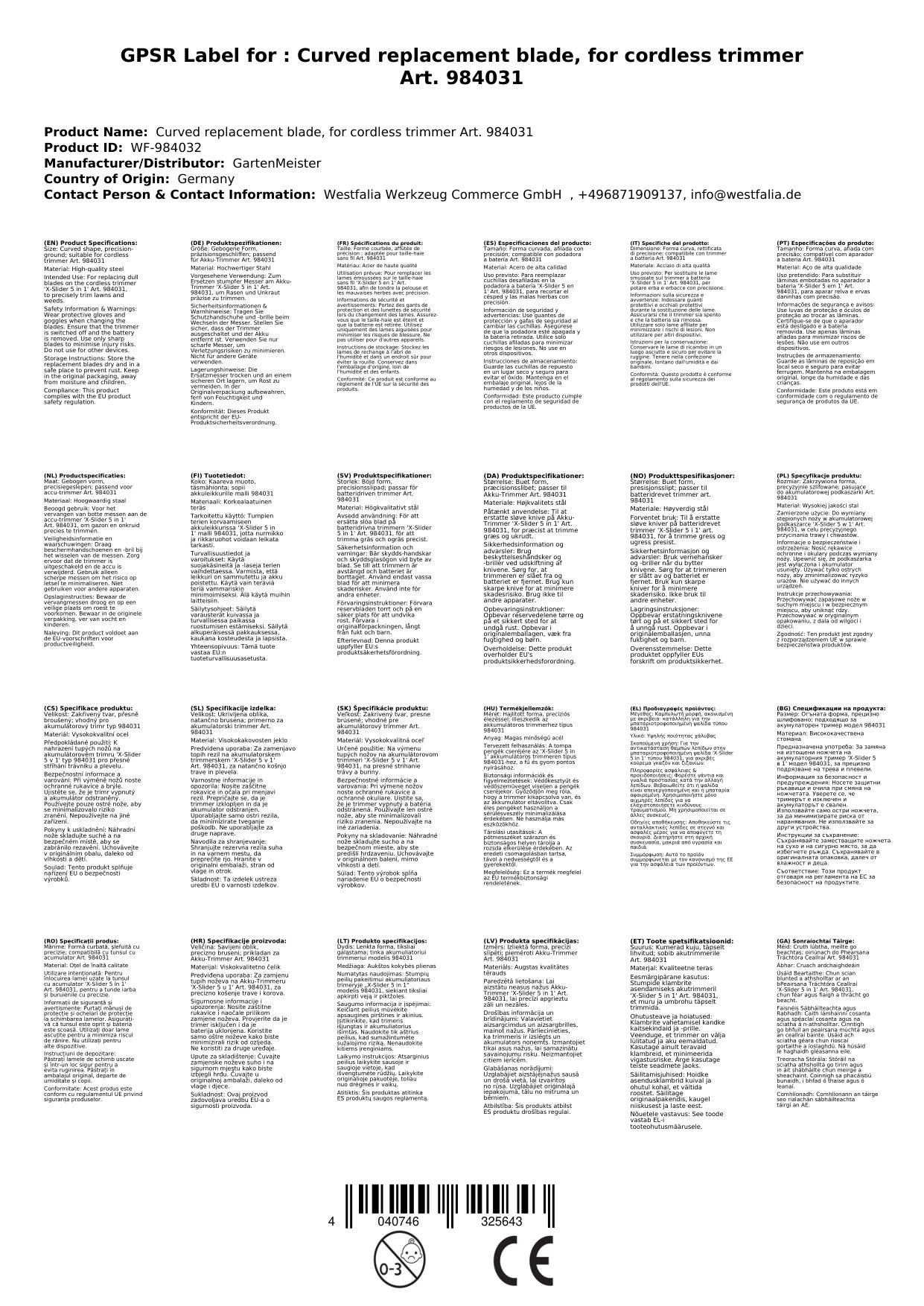 Kontaktperson & Kontaktinformationen: Westfalia Werkzeug Company GmbH, +49571919597, info@westfalia.de.