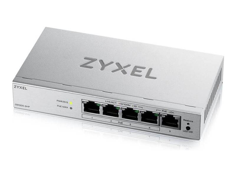 Zyxel GS1200-5HPv3 Smart Managed Switch 5x Gigabit Ethernet (4x PoE+, max.
